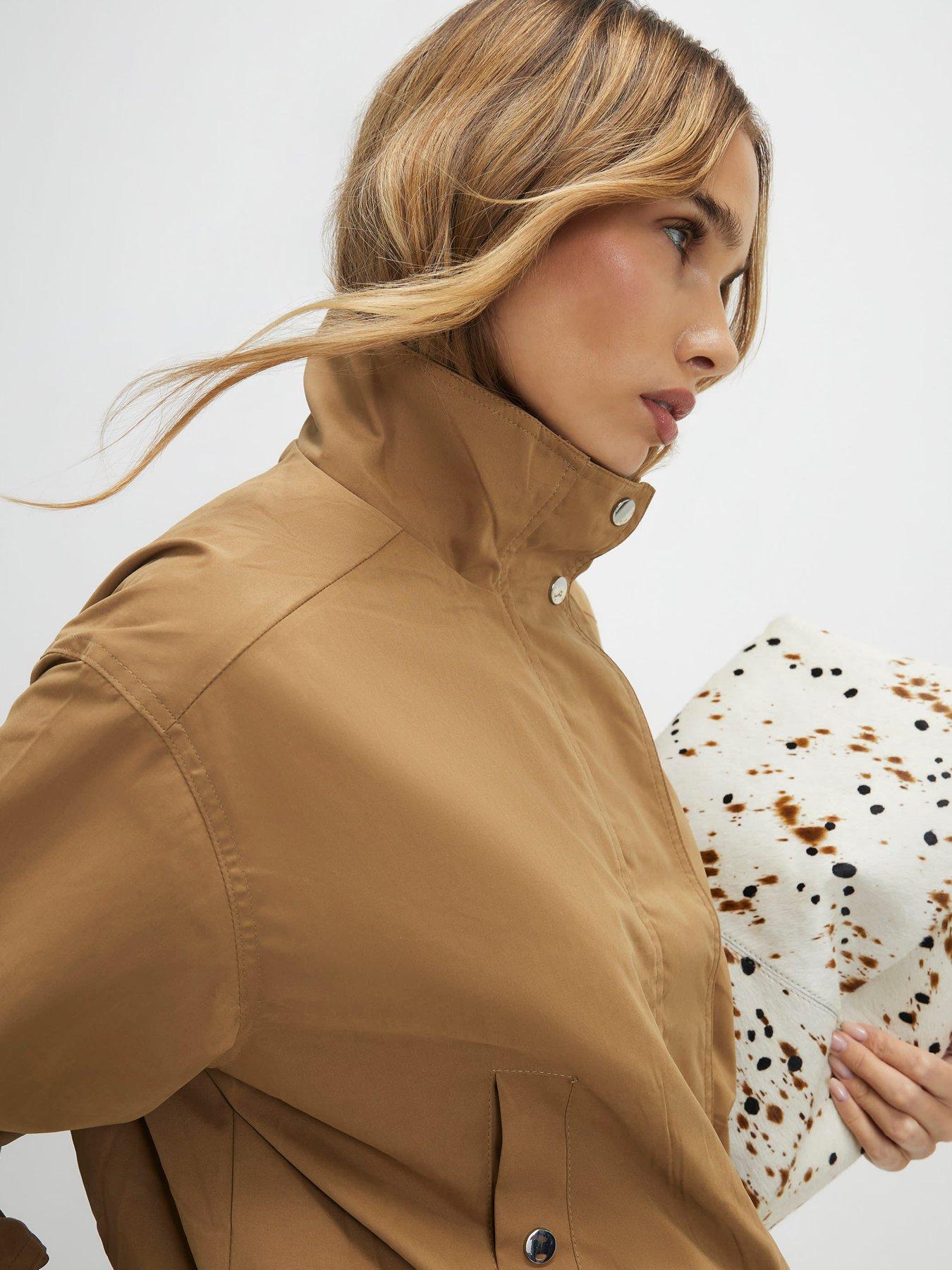  image of river-island-beige-funnel-neck-bomber-jacket