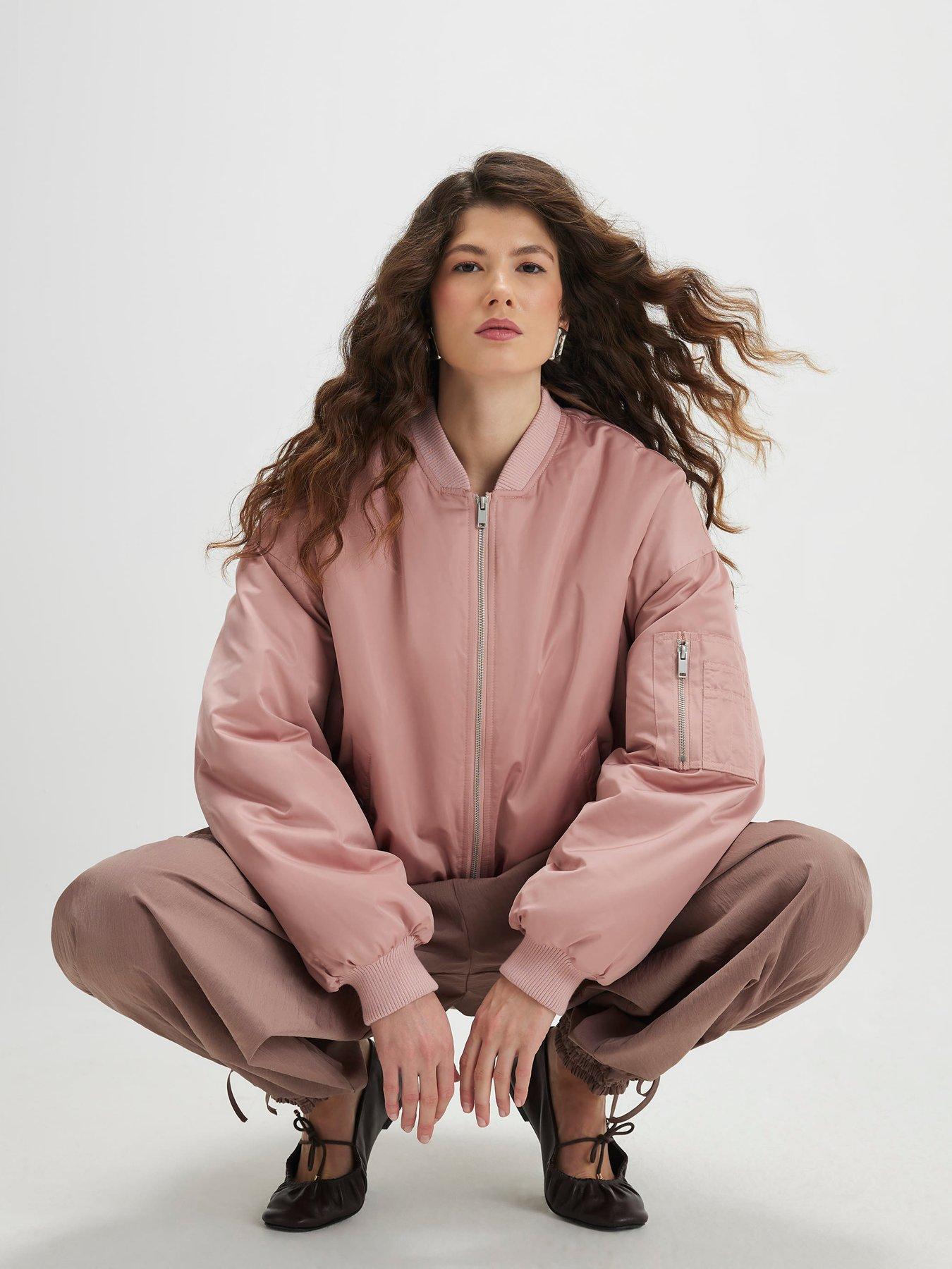  image of river-island-oversized-ruched-hem-bomber-jacket