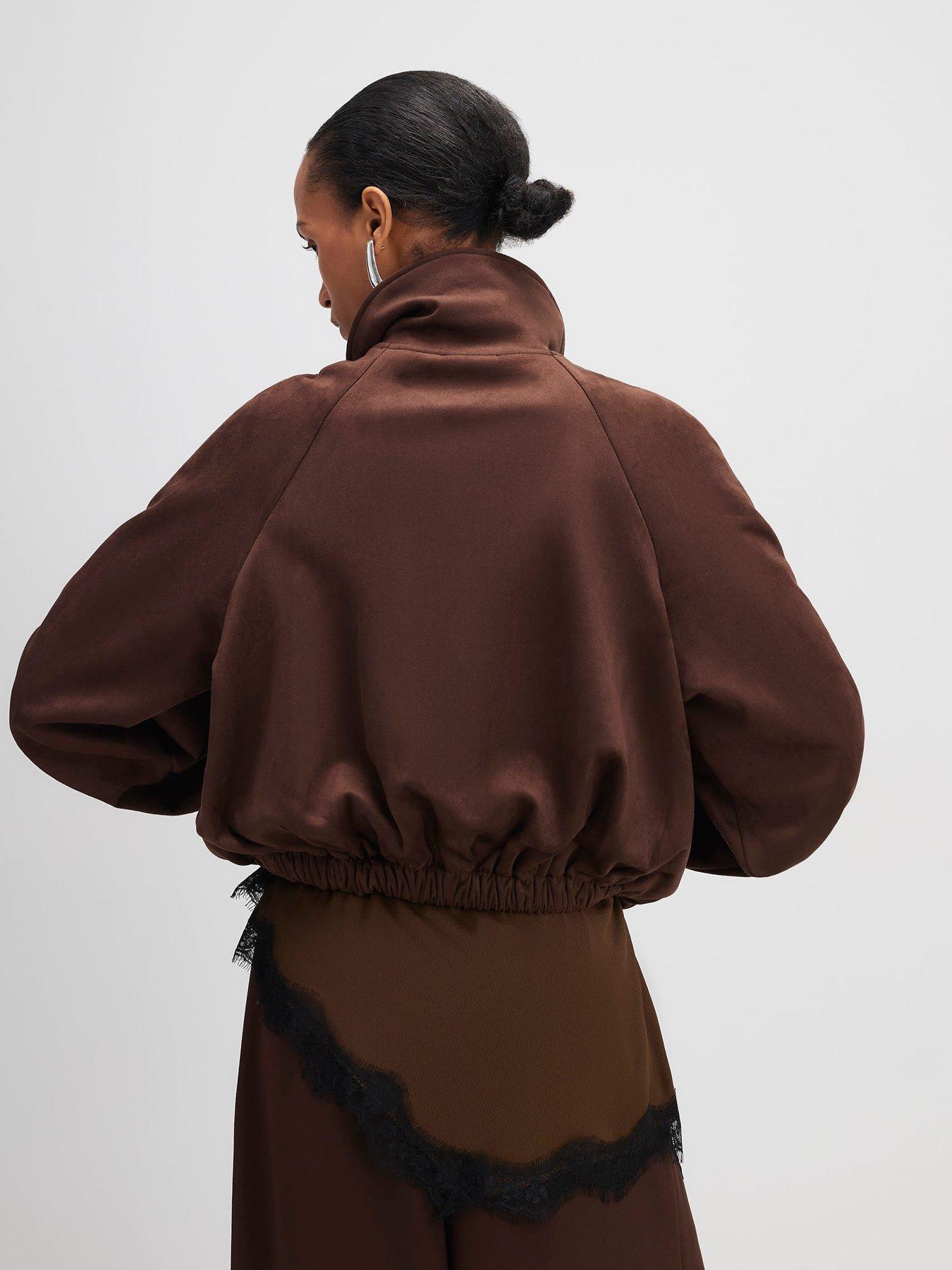  image of river-island-faux-suede-collared-bomber-jacket