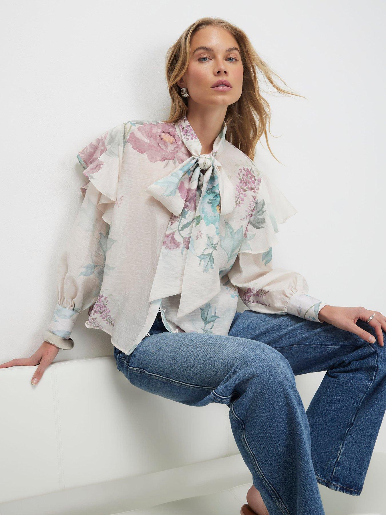 River Island Floral Pussybow Blouse