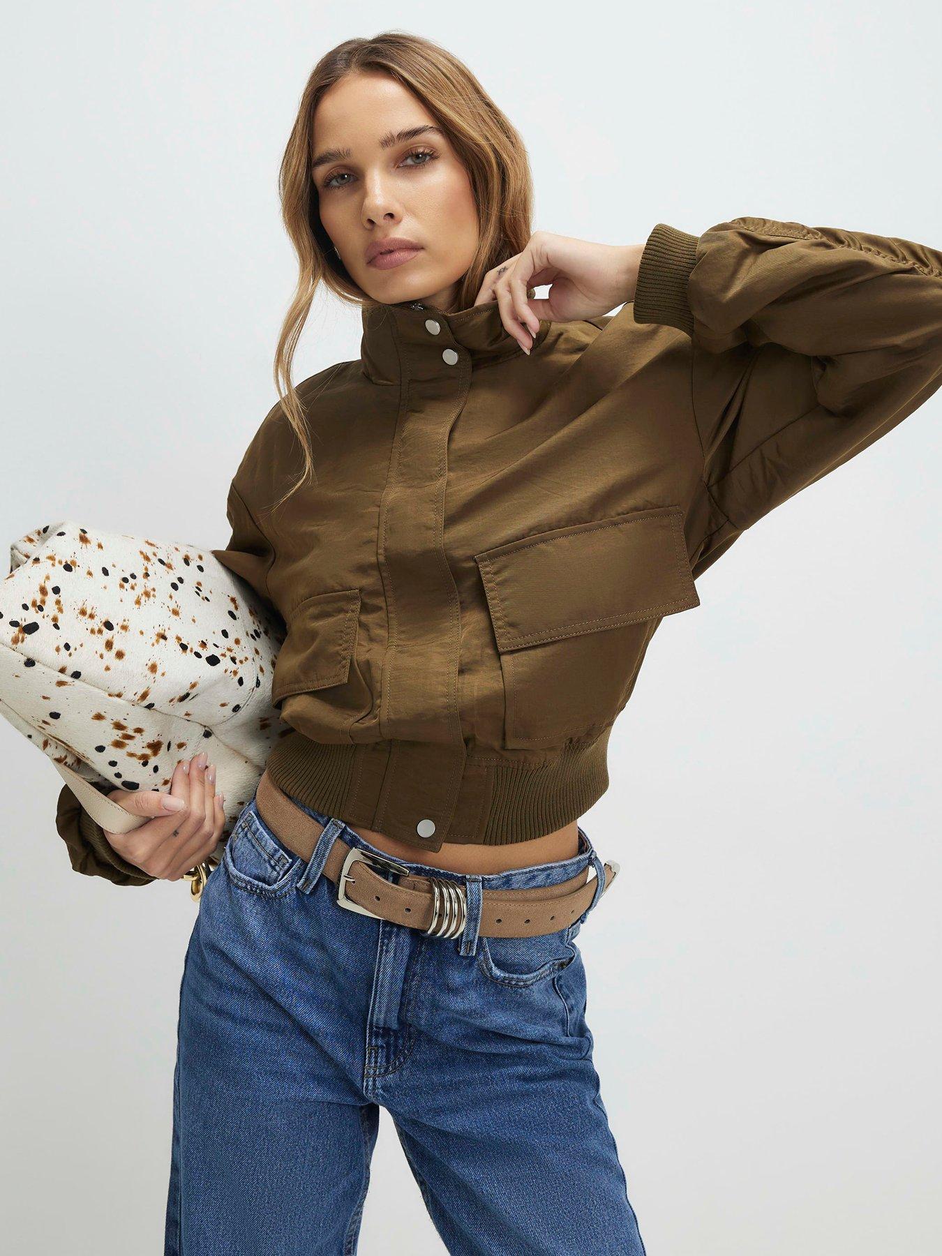 front image of river-island-funnel-neck-bomber-jacket