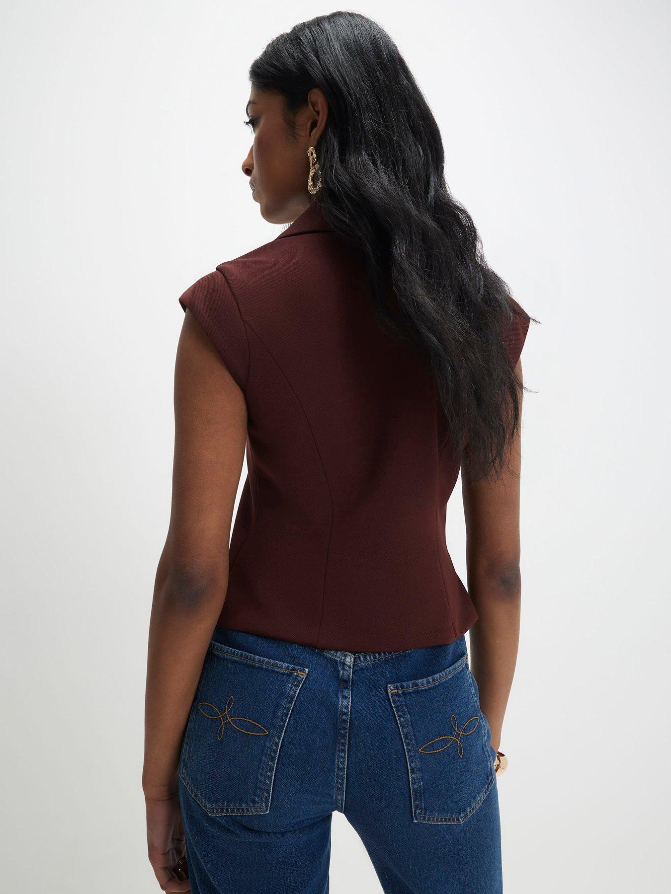 Image 2 of 4 of River Island Cap Sleeve Twill Waistcoat
