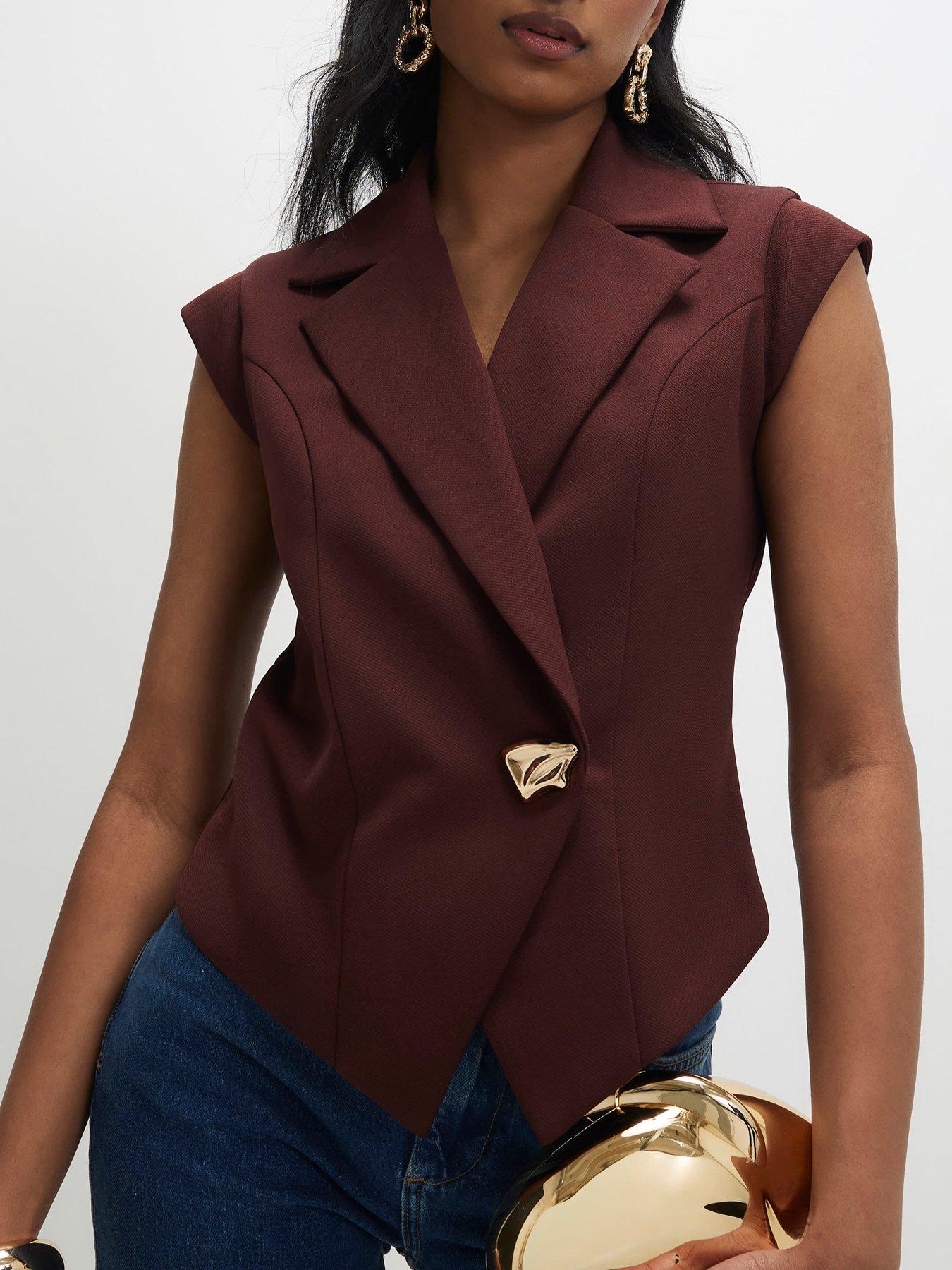 Image 4 of 4 of River Island Cap Sleeve Twill Waistcoat