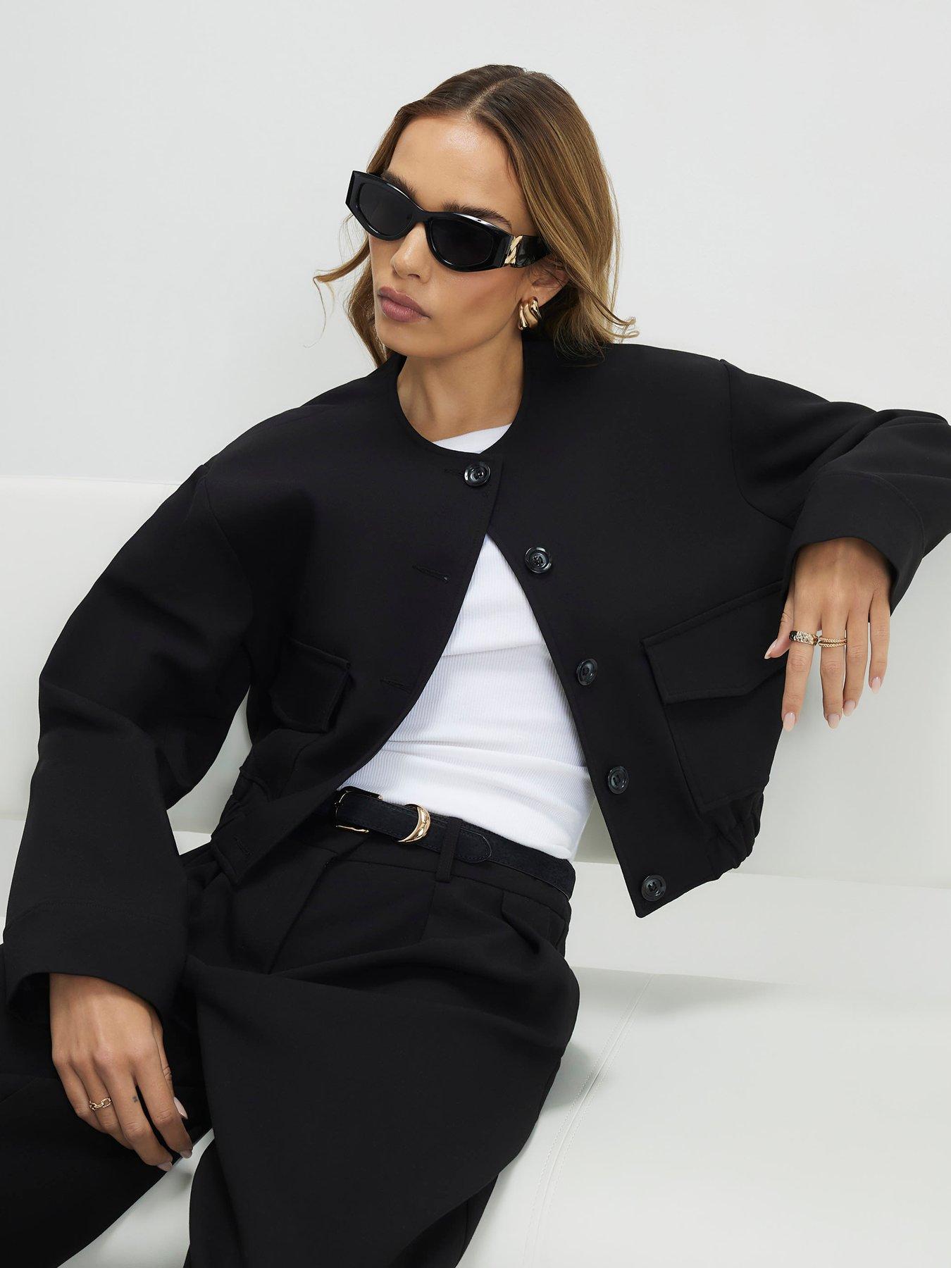 Image 4 of 4 of River Island Pocket Detail Bomber Jacket - Black
