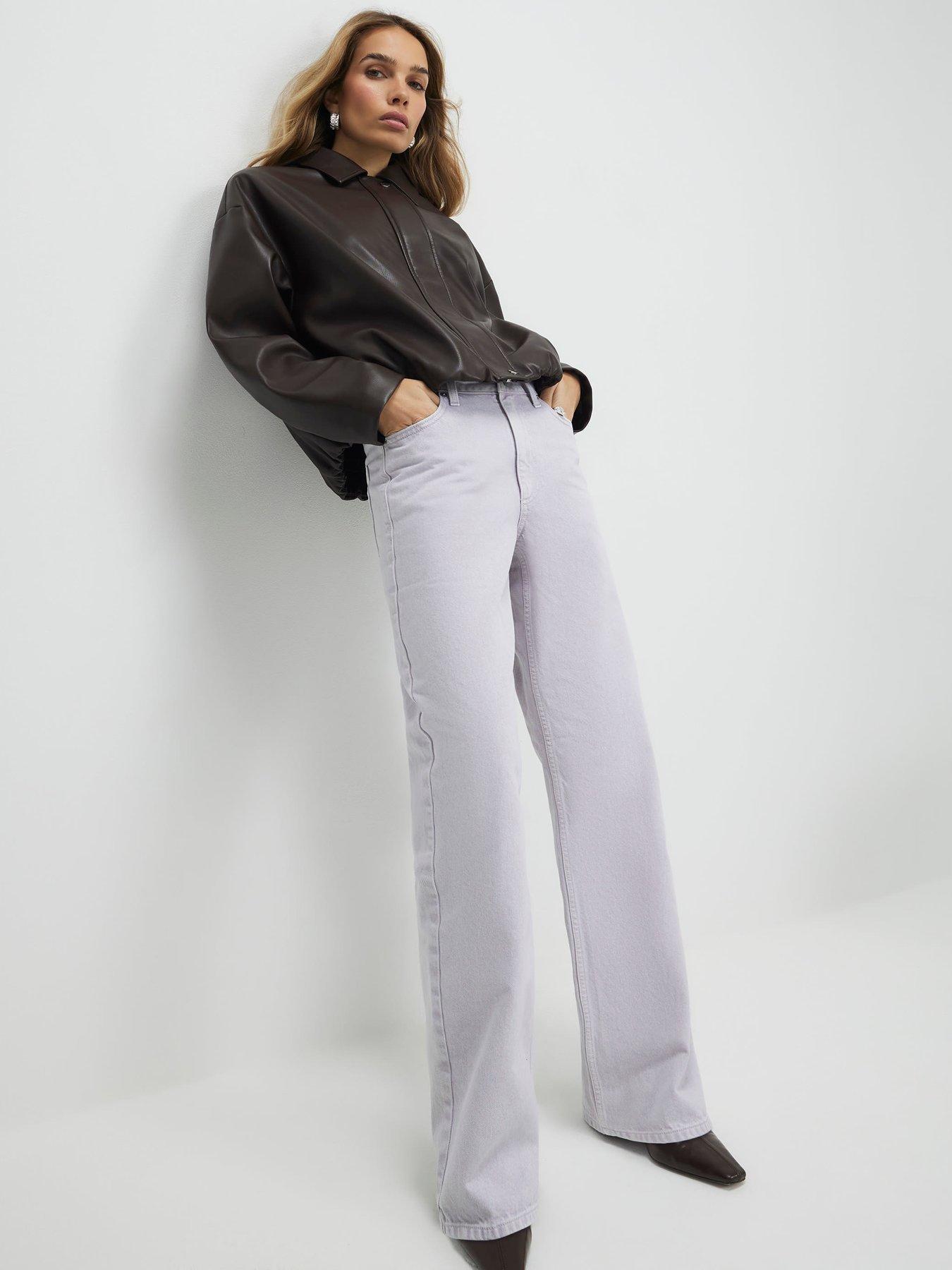 Image 3 of 4 of River Island Relaxed Straight Jeans - Light Purple