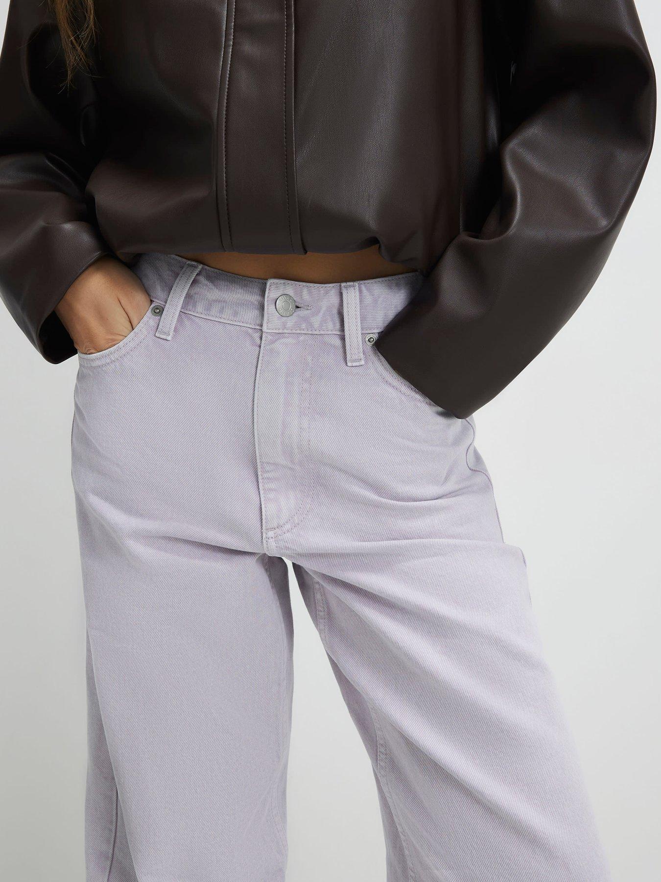 Image 4 of 4 of River Island Relaxed Straight Jeans - Light Purple