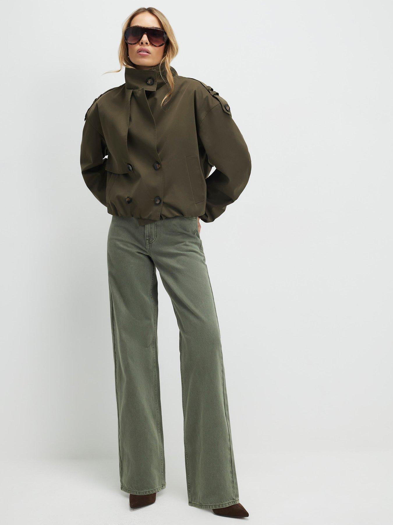 River Island Relaxed Straight Jeans - Khaki