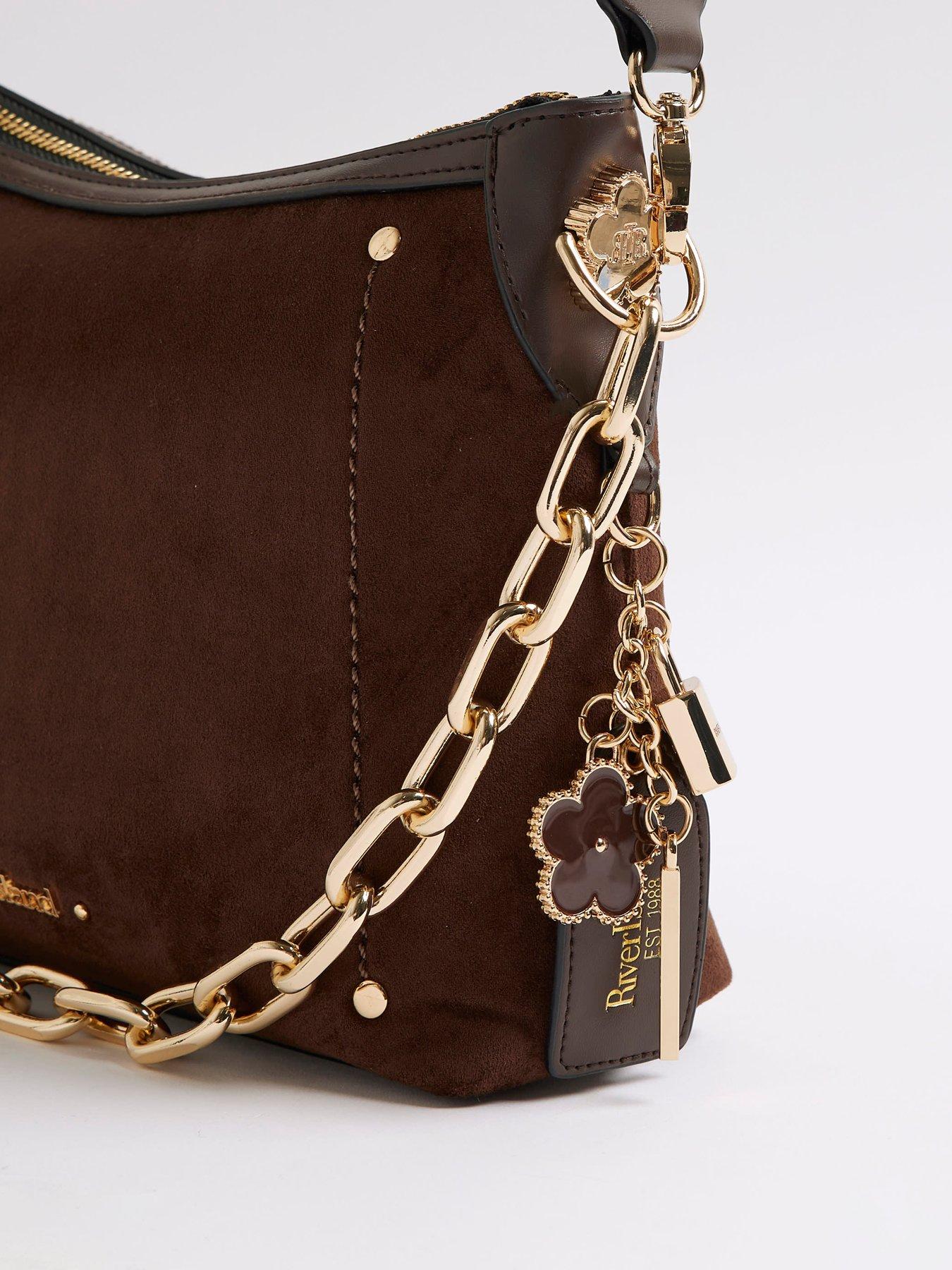 Image 4 of 5 of River Island Chain Front Cross Body Bag - Brown