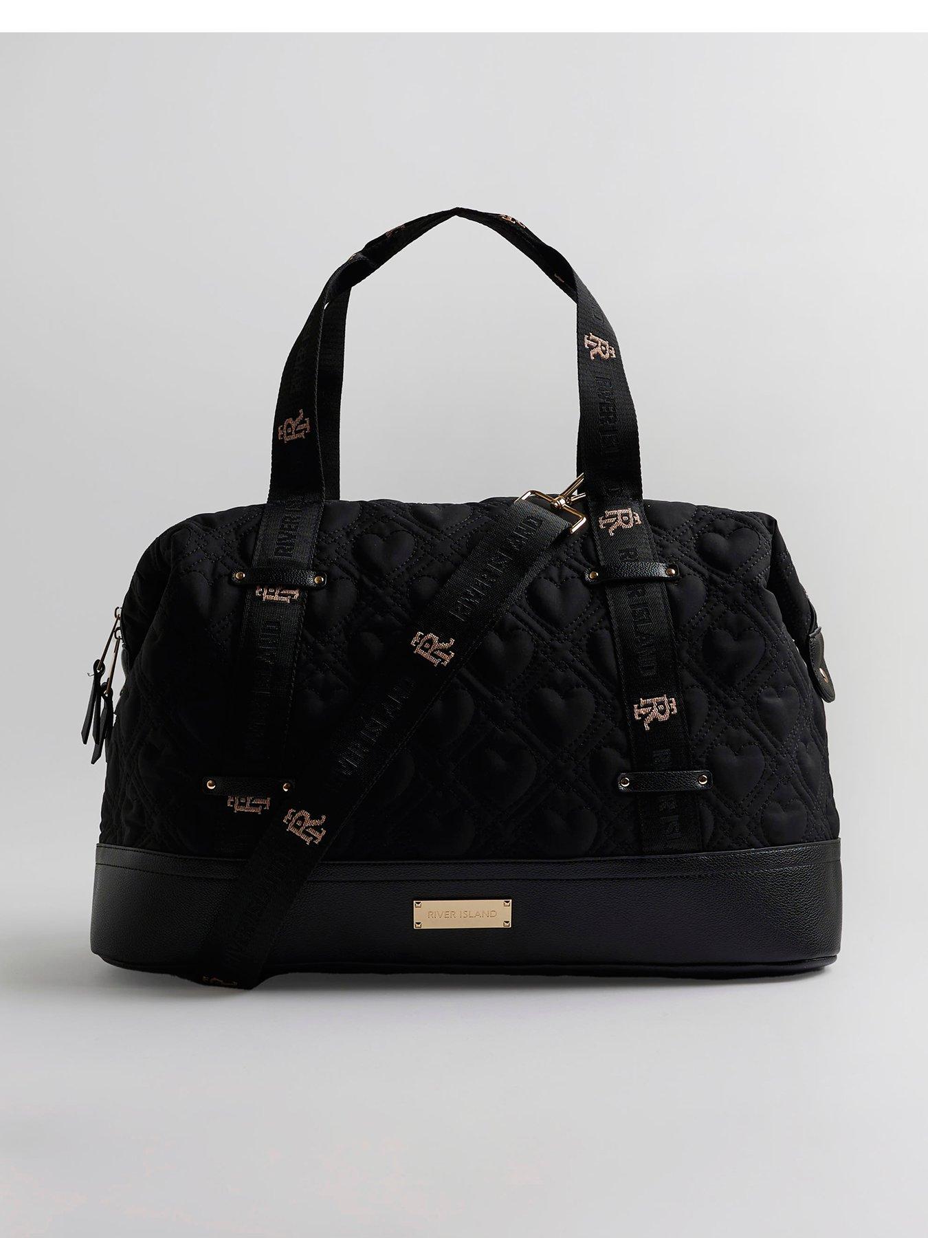 Image 2 of 5 of River Island Heart Quilted Holdall Bag - Black