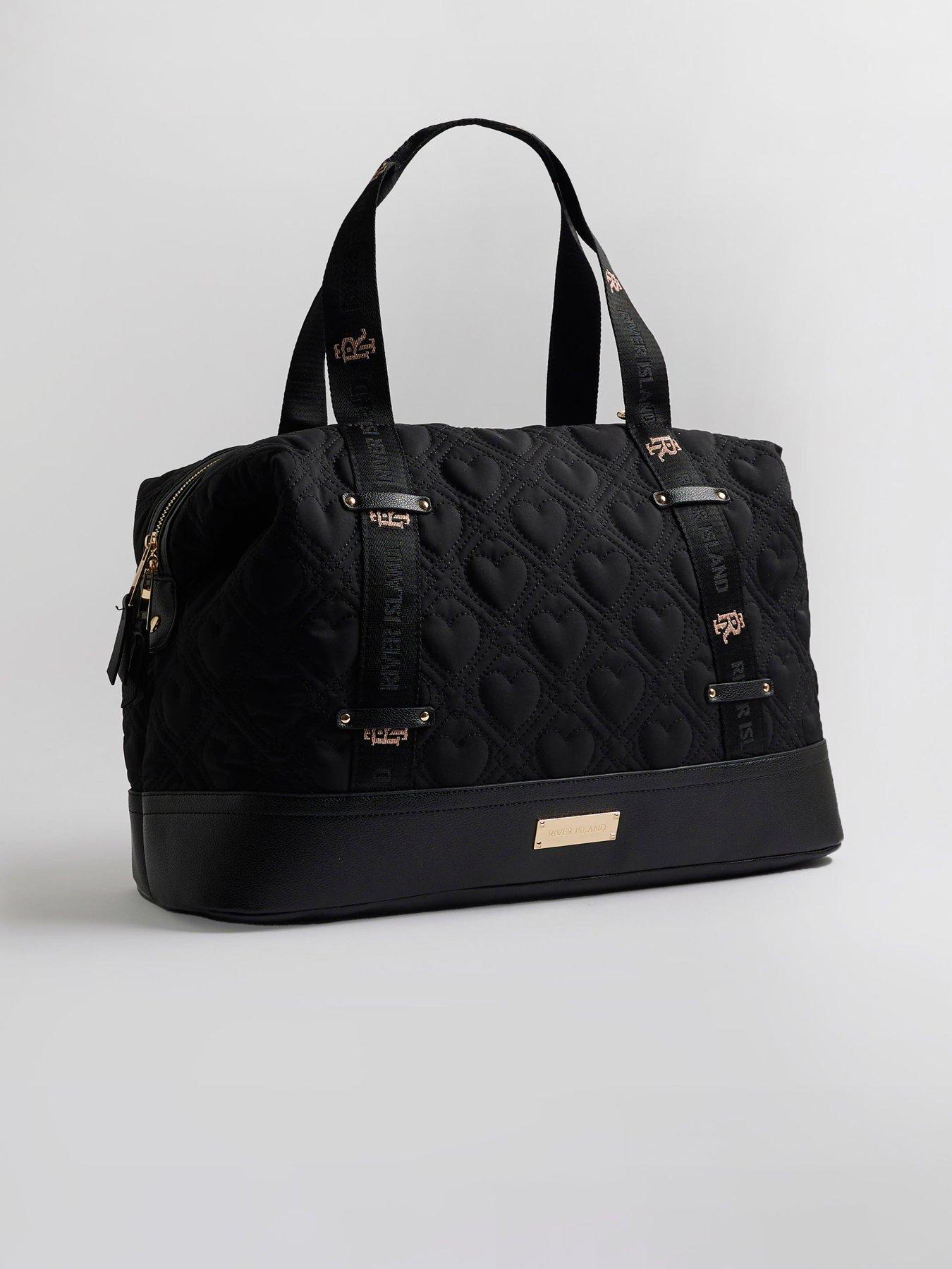 Image 3 of 5 of River Island Heart Quilted Holdall Bag - Black