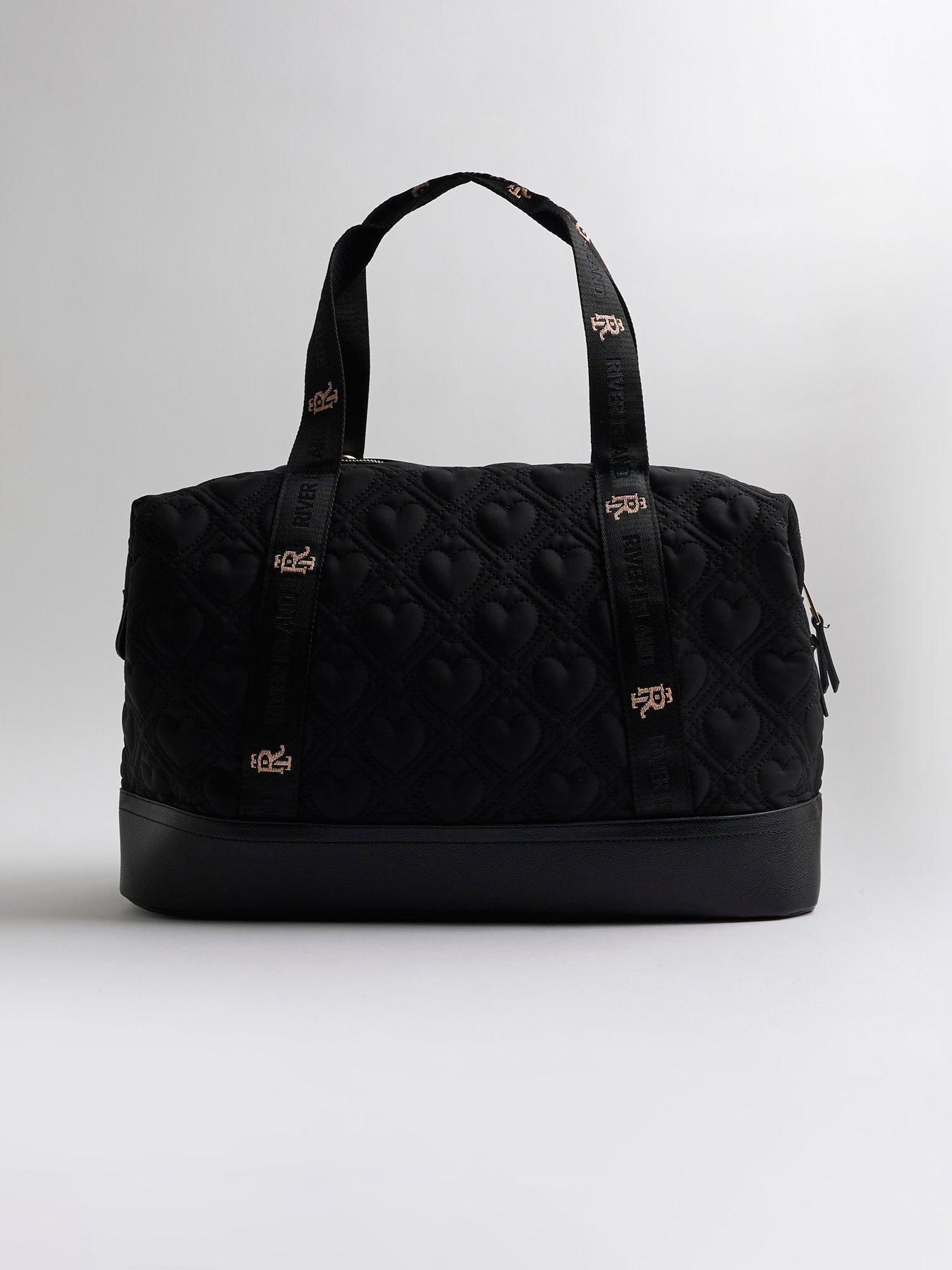 Image 5 of 5 of River Island Heart Quilted Holdall Bag - Black