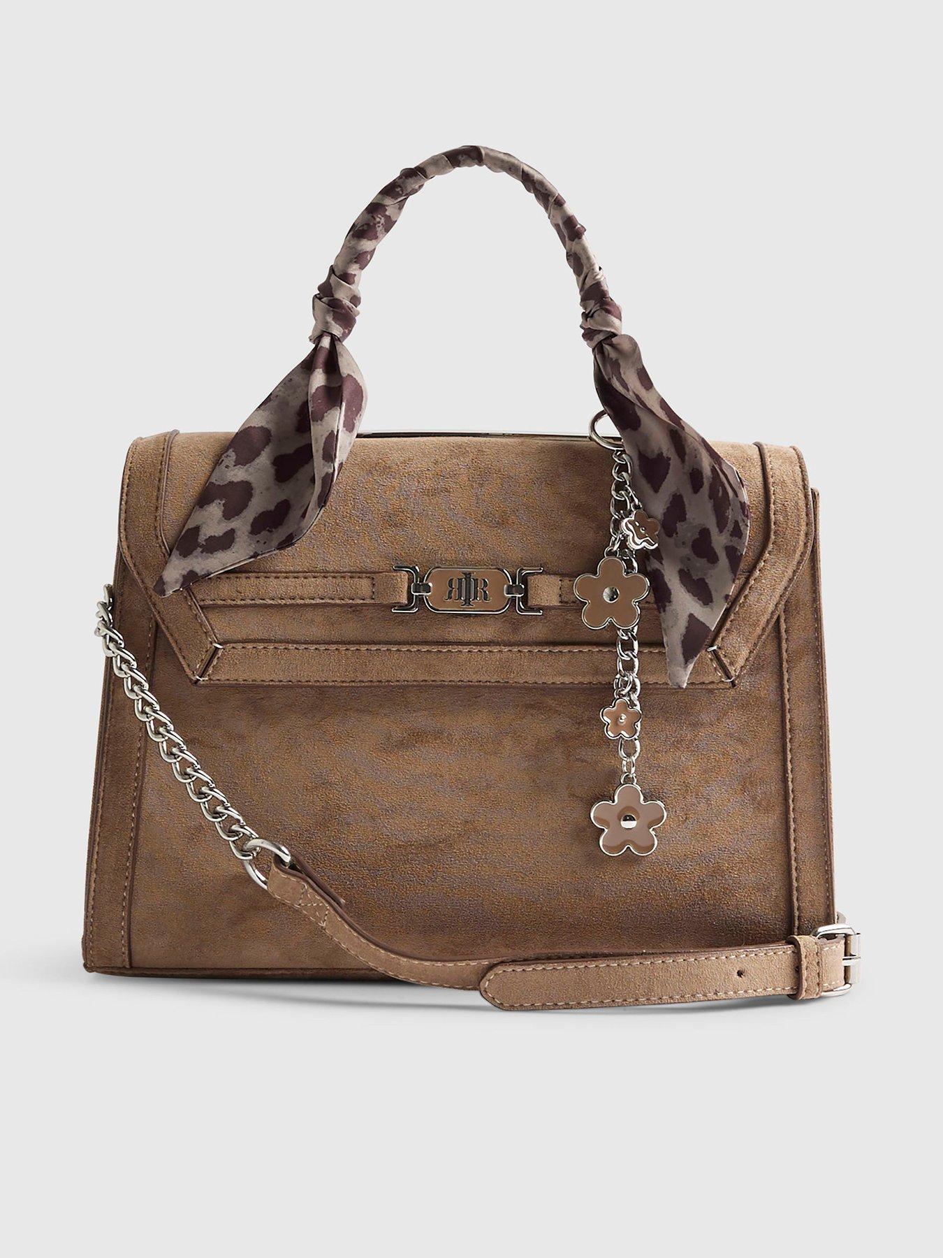 River Island Faux Suede Crossbody Handbag - Beige