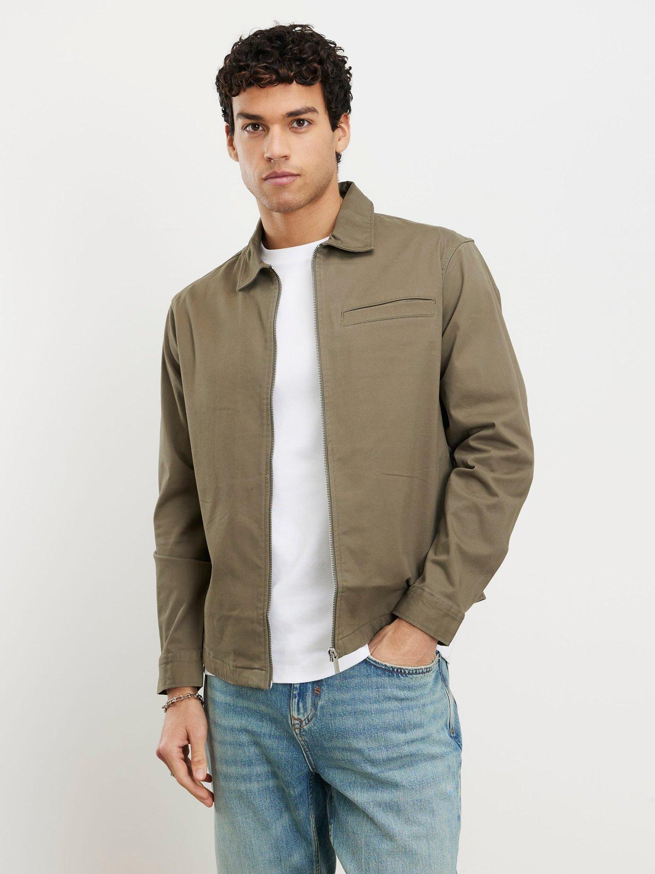 River Island Regular Fit Curved Hem Zip Overshirt