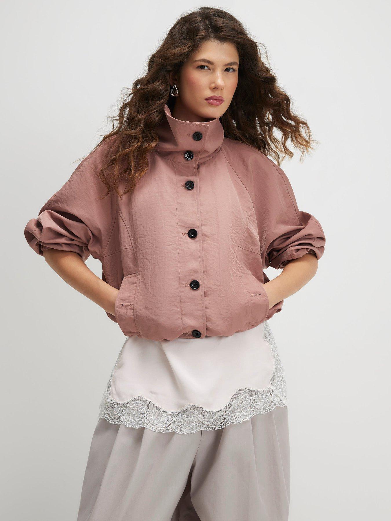 River Island Drawstring Hem Bomber Jacket - Pink