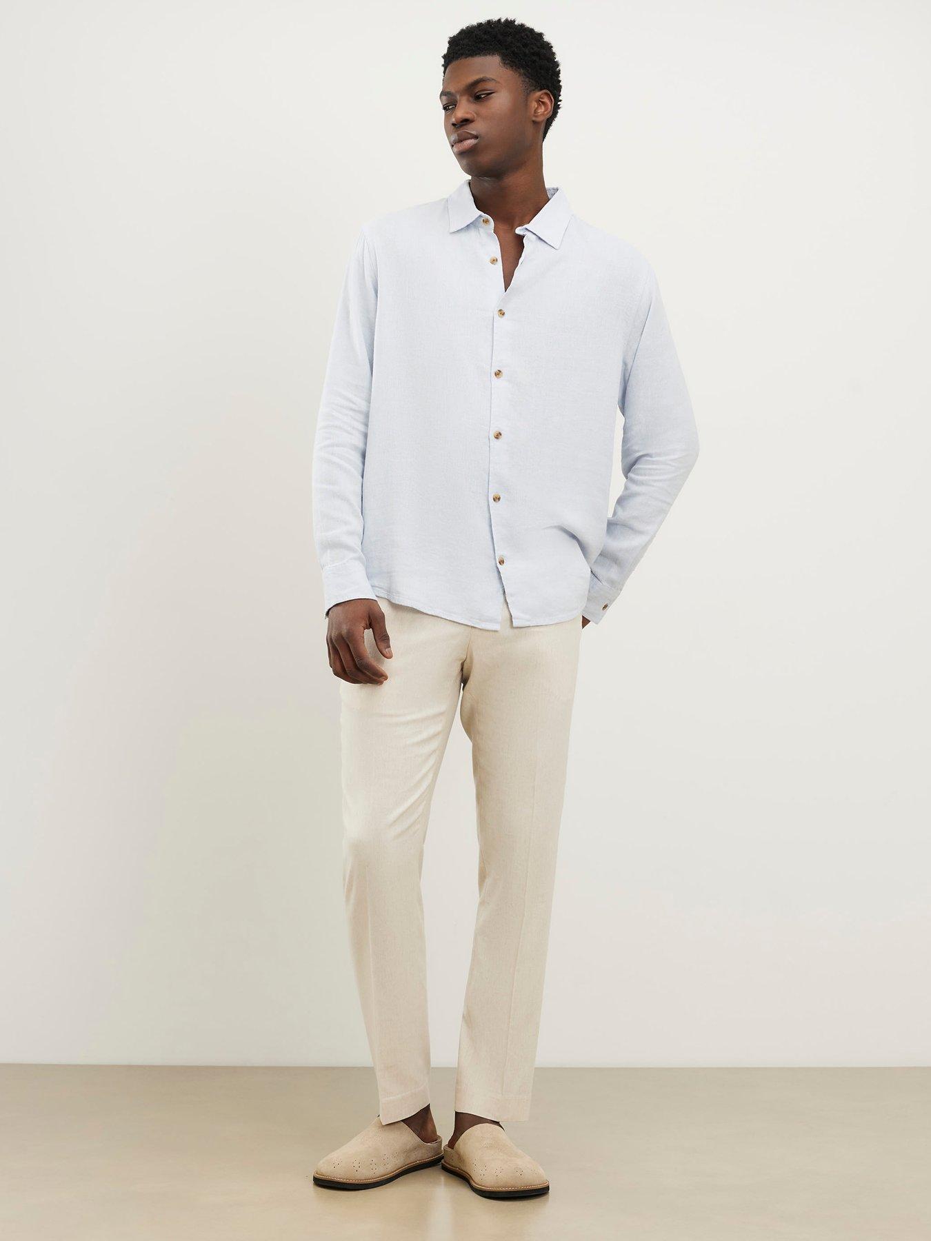 Image 3 of 4 of River Island Regular Fit Linen Blend Shirt - Blue