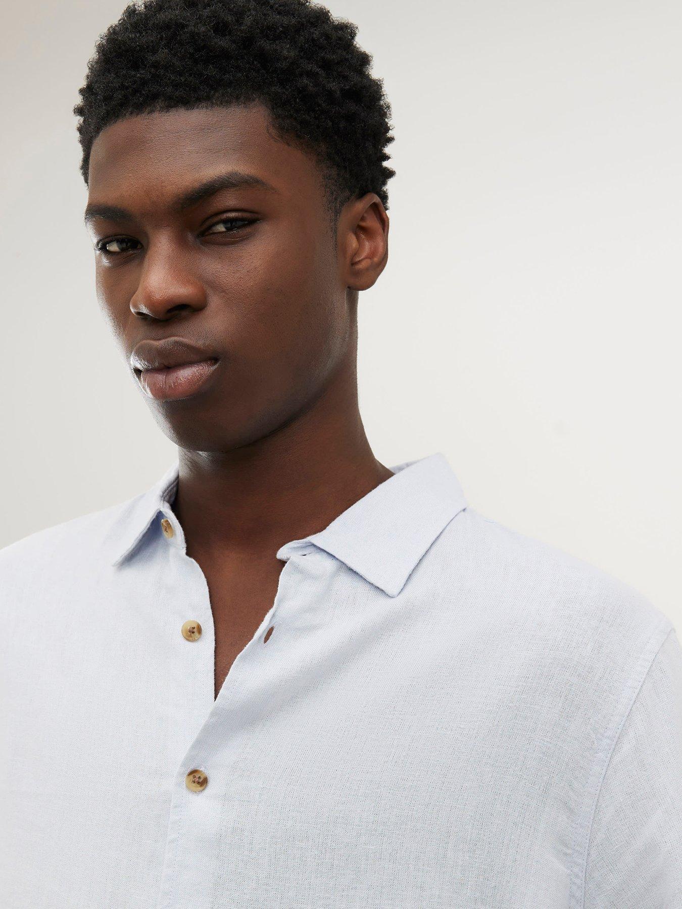 Image 4 of 4 of River Island Regular Fit Linen Blend Shirt - Blue