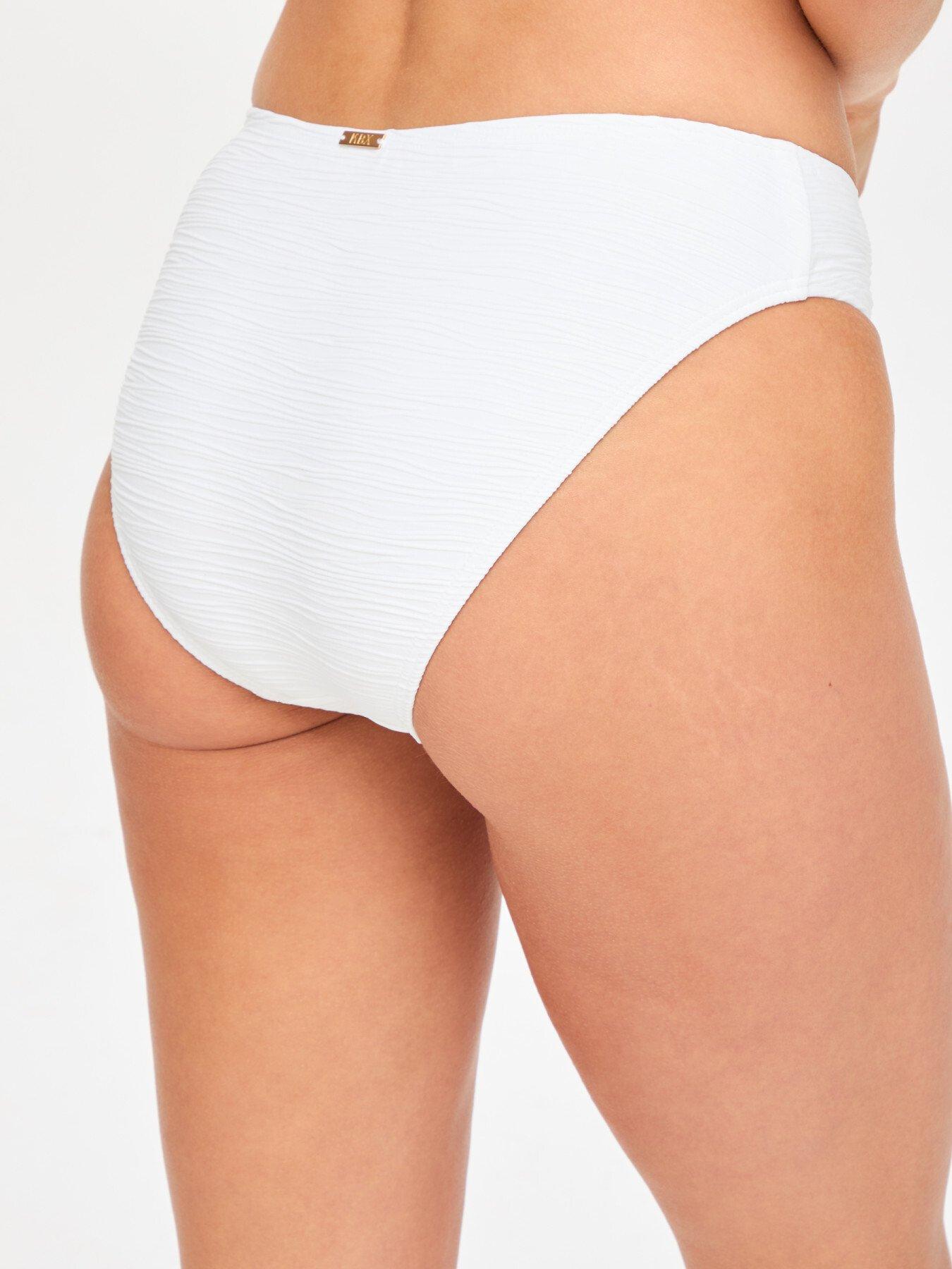 Image 2 of 4 of KBX Crinkle Texture High Waist Bikini Bottoms - White