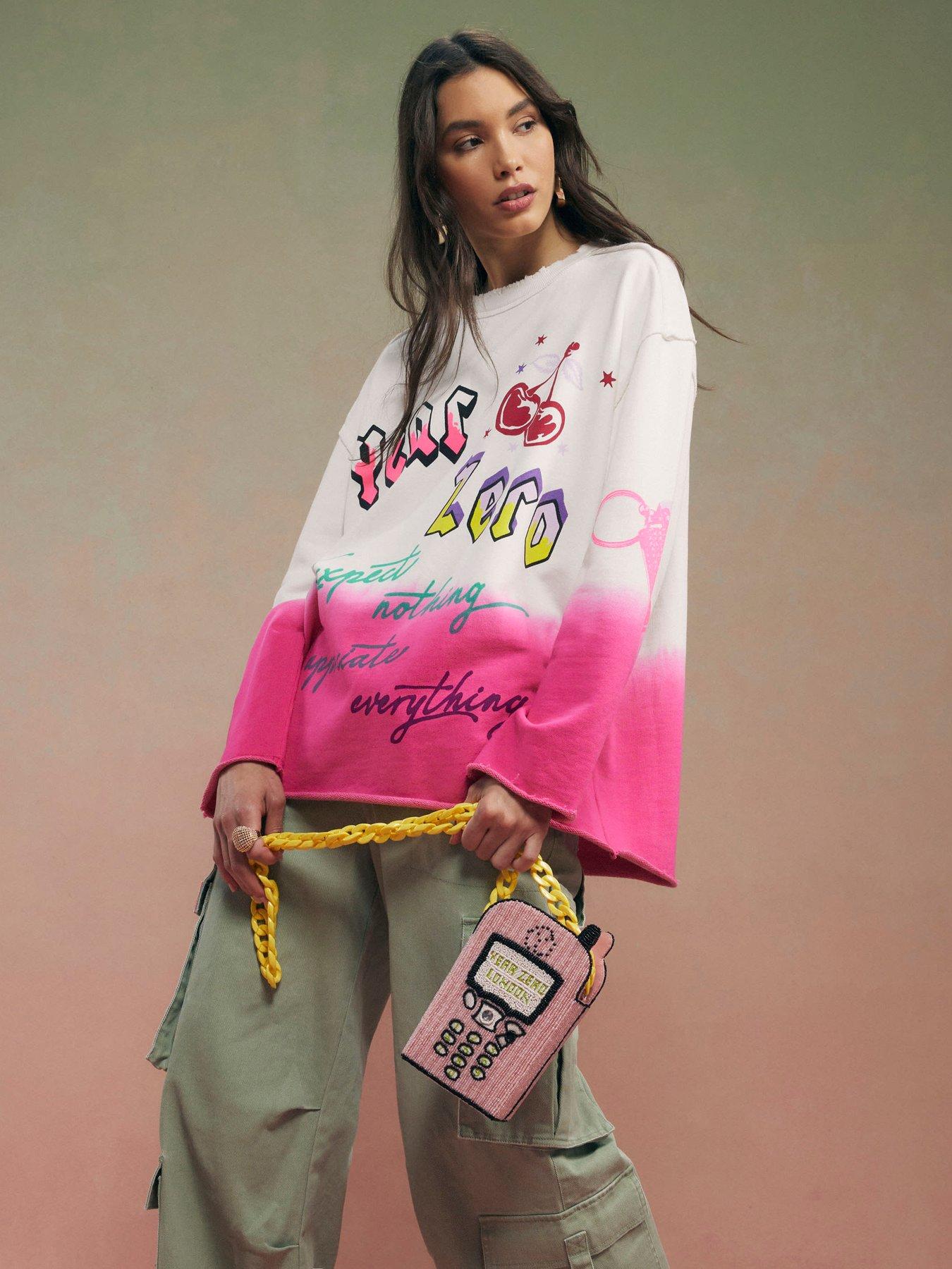 River Island Year Zero Dip Dye Sweatshirt - White
