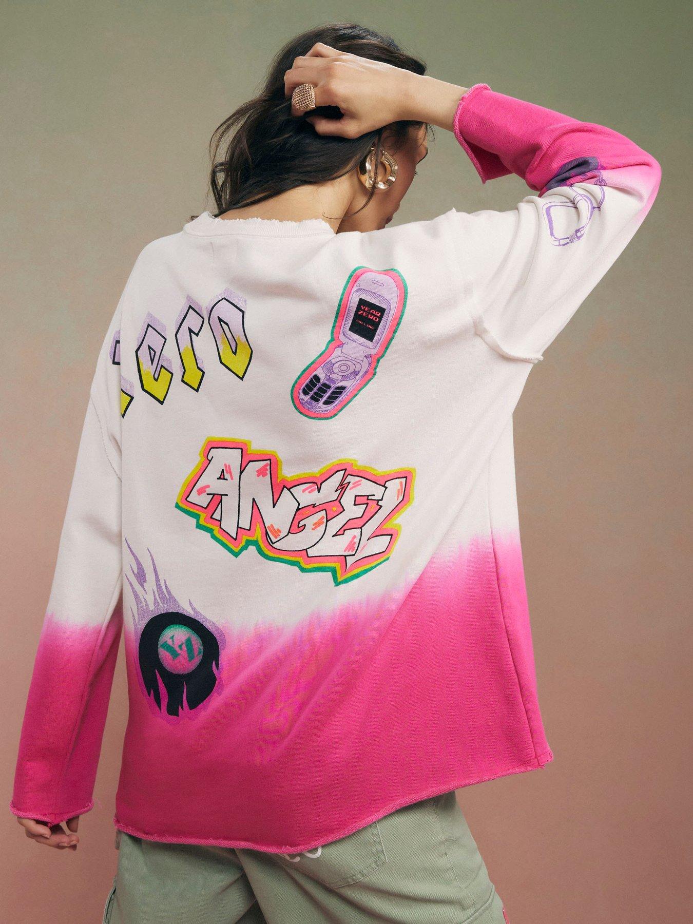  image of river-island-year-zero-dip-dye-sweatshirt-white