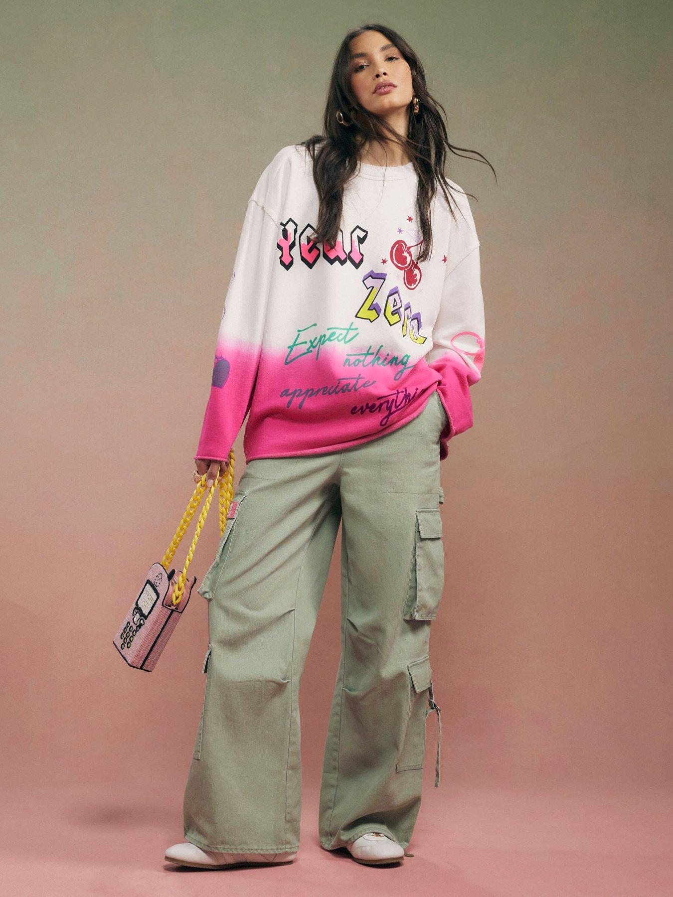  image of river-island-year-zero-dip-dye-sweatshirt-white