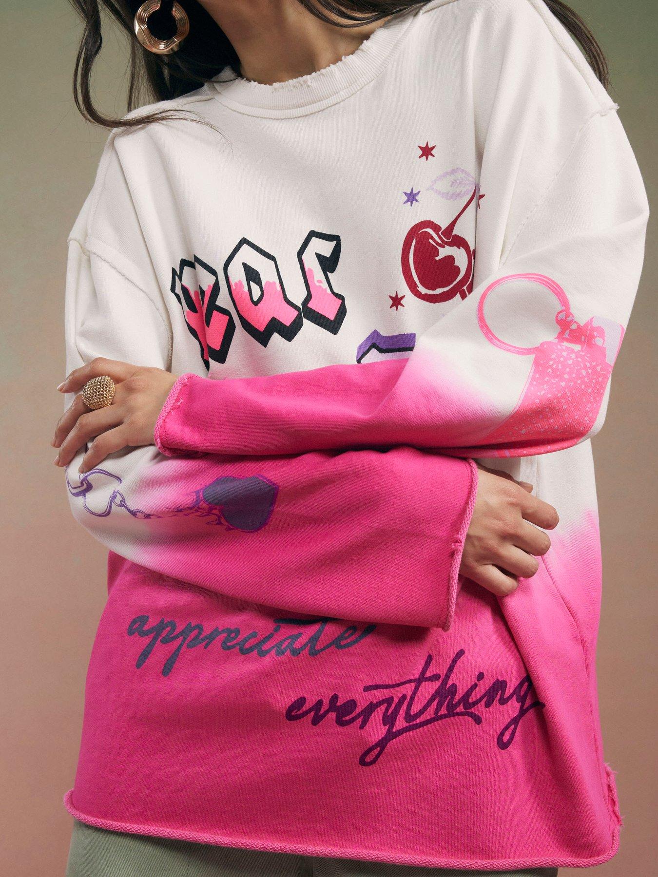  image of river-island-year-zero-dip-dye-sweatshirt-white