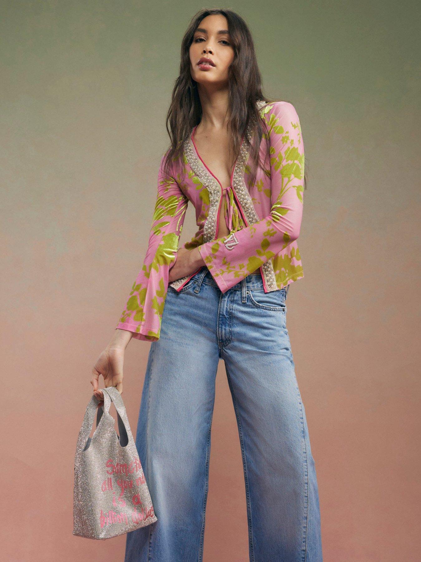 River Island Year Zero Floral Tie Front Cover Up - Pink