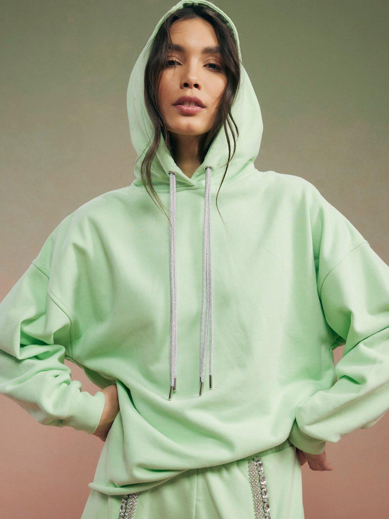 River Island Year Zero Embellished Cord Hoodie - Green