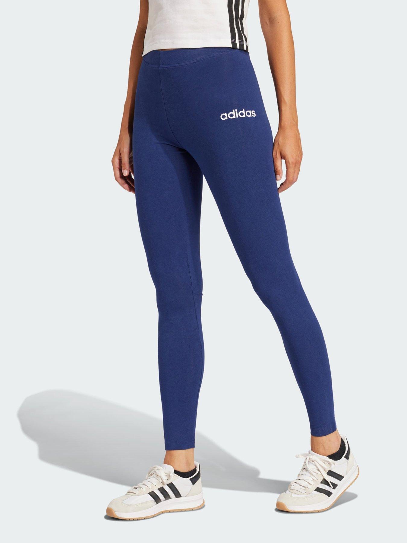 adidas Womens Training Essentials Linear Cotton Leggings - Navy