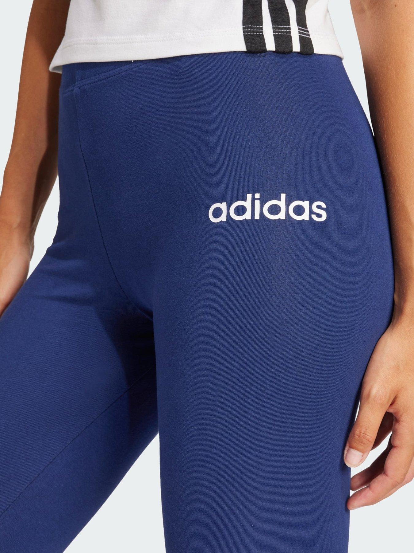 Image 4 of 5 of adidas Womens Training Essentials Linear Cotton Leggings - Navy