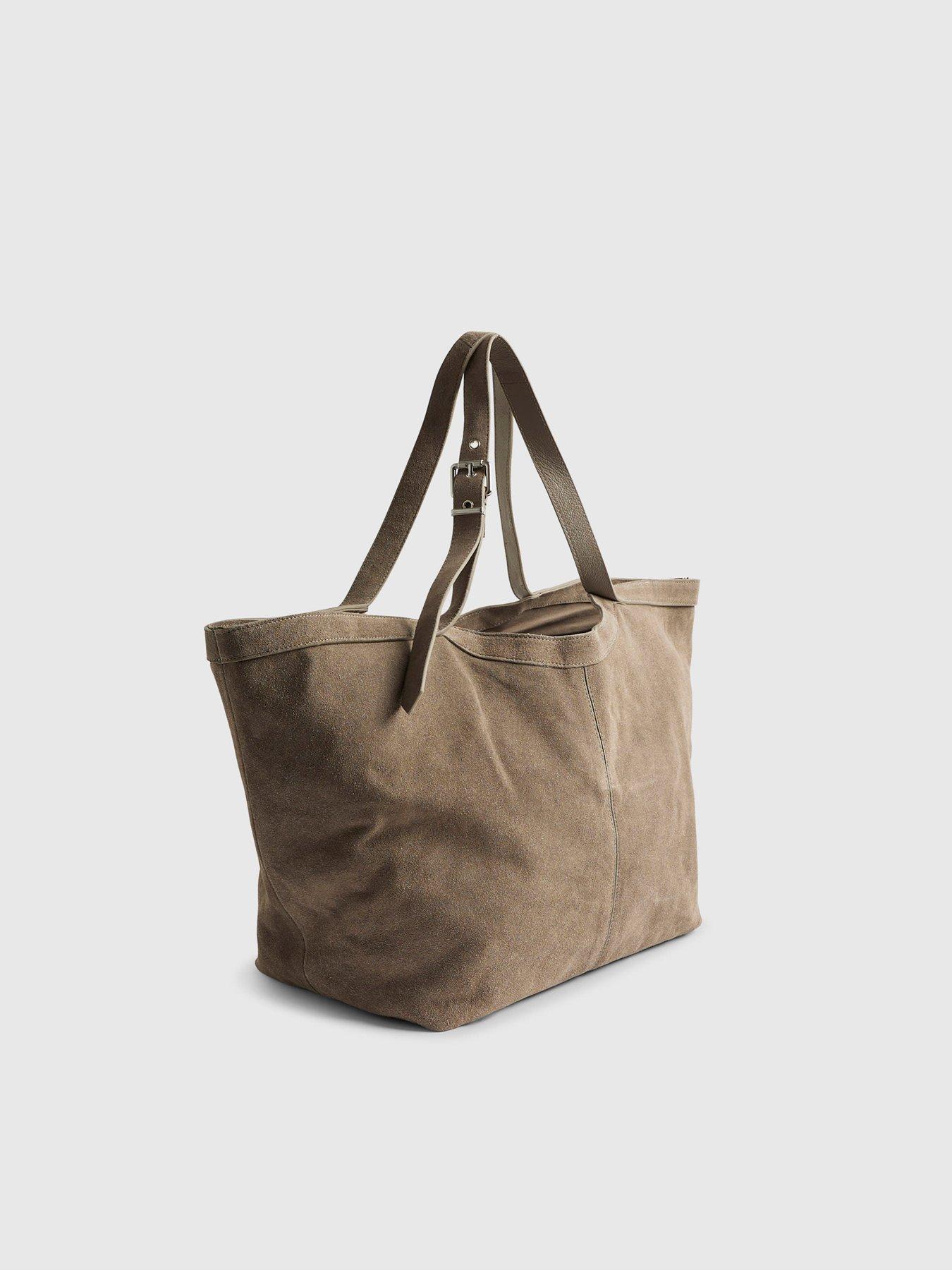 Image 3 of 4 of River Island Buckle Handle Suede Shopper Bag