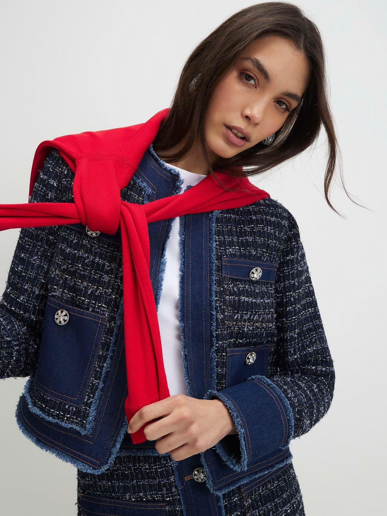  image of river-island-boucle-denim-jacket