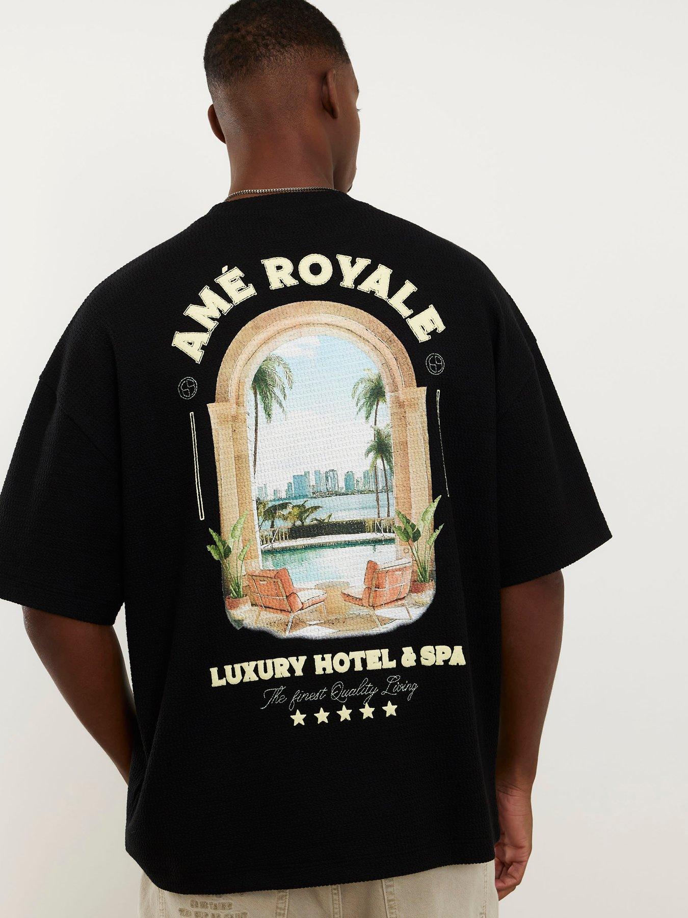 front image of river-island-oversized-fit-landscape-patch-t-shirt