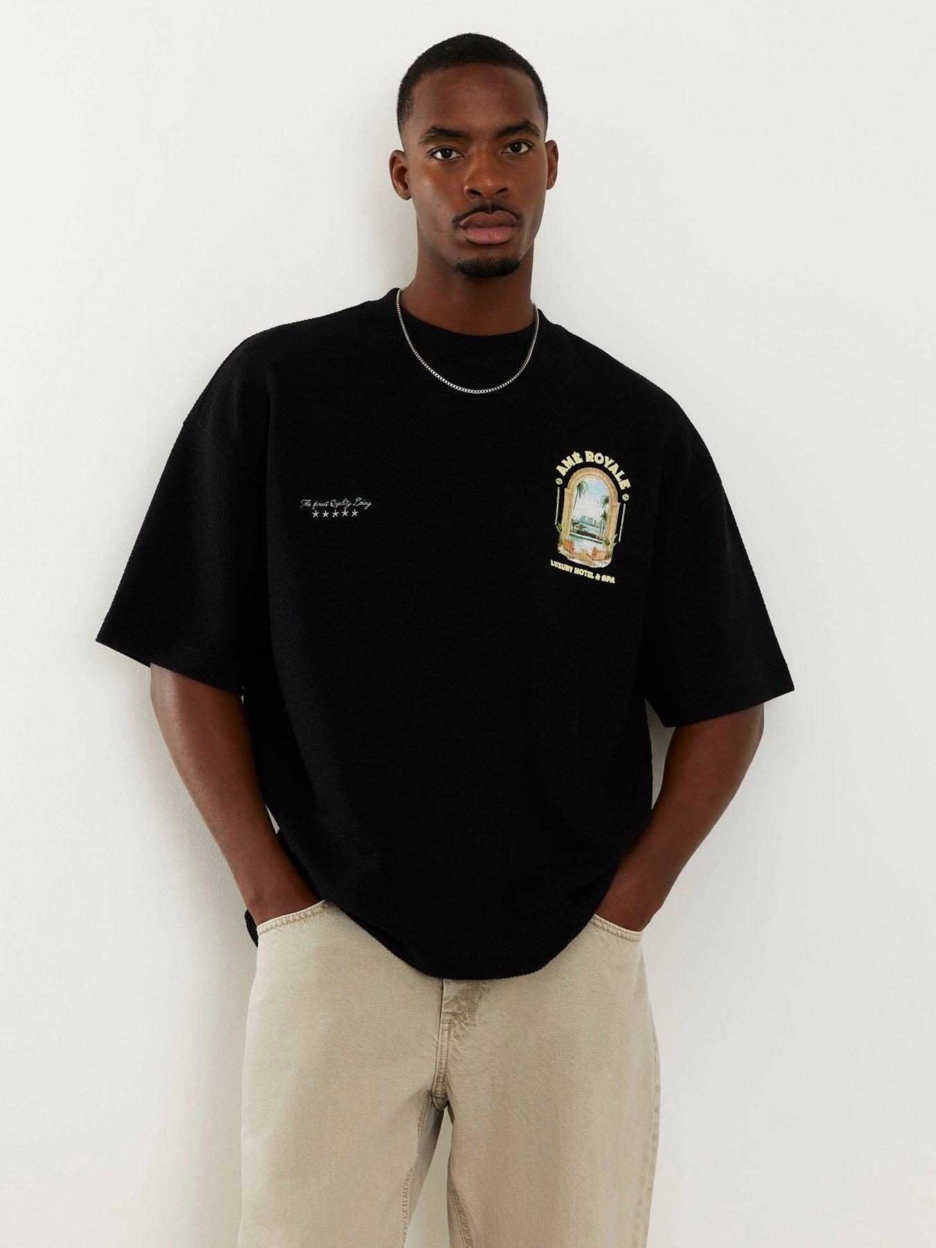 stillFront image of river-island-oversized-fit-landscape-patch-t-shirt