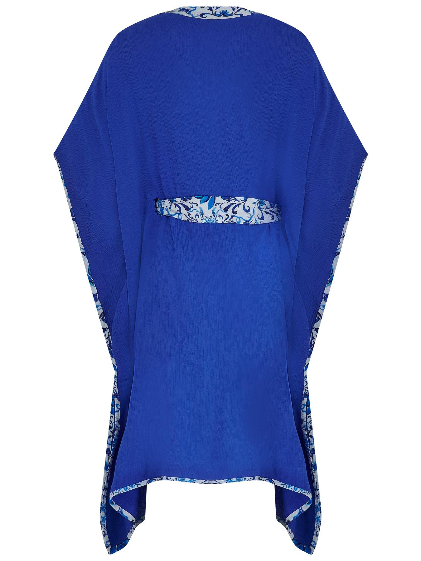 Image 4 of 4 of Pour Moi Printed Belt Crinkle Kaftan