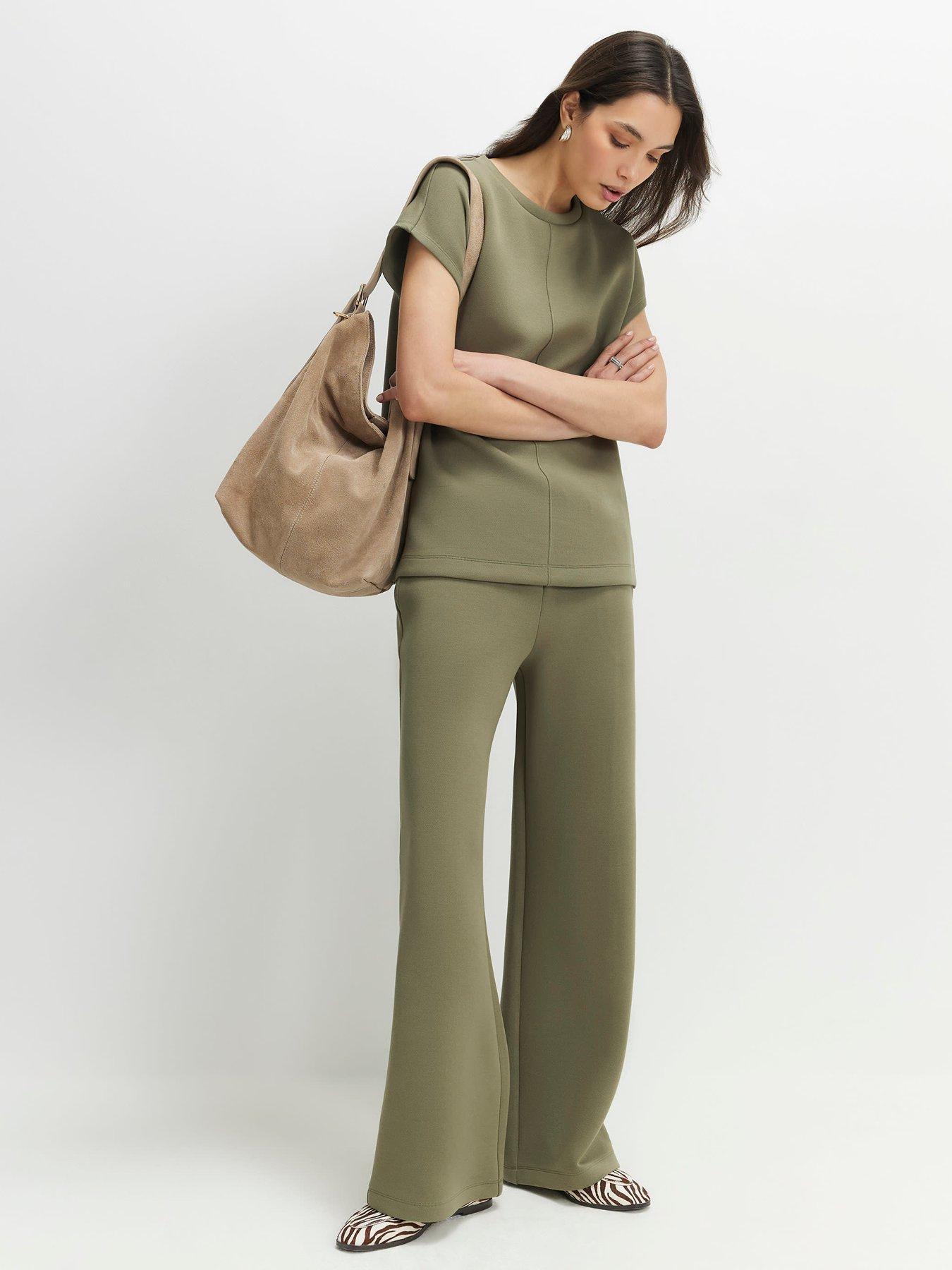Image 3 of 4 of River Island Premium Twill Wide Leg Joggers