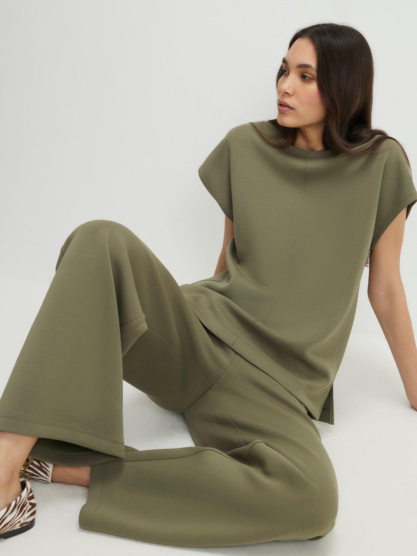Image 4 of 4 of River Island Premium Twill Wide Leg Joggers