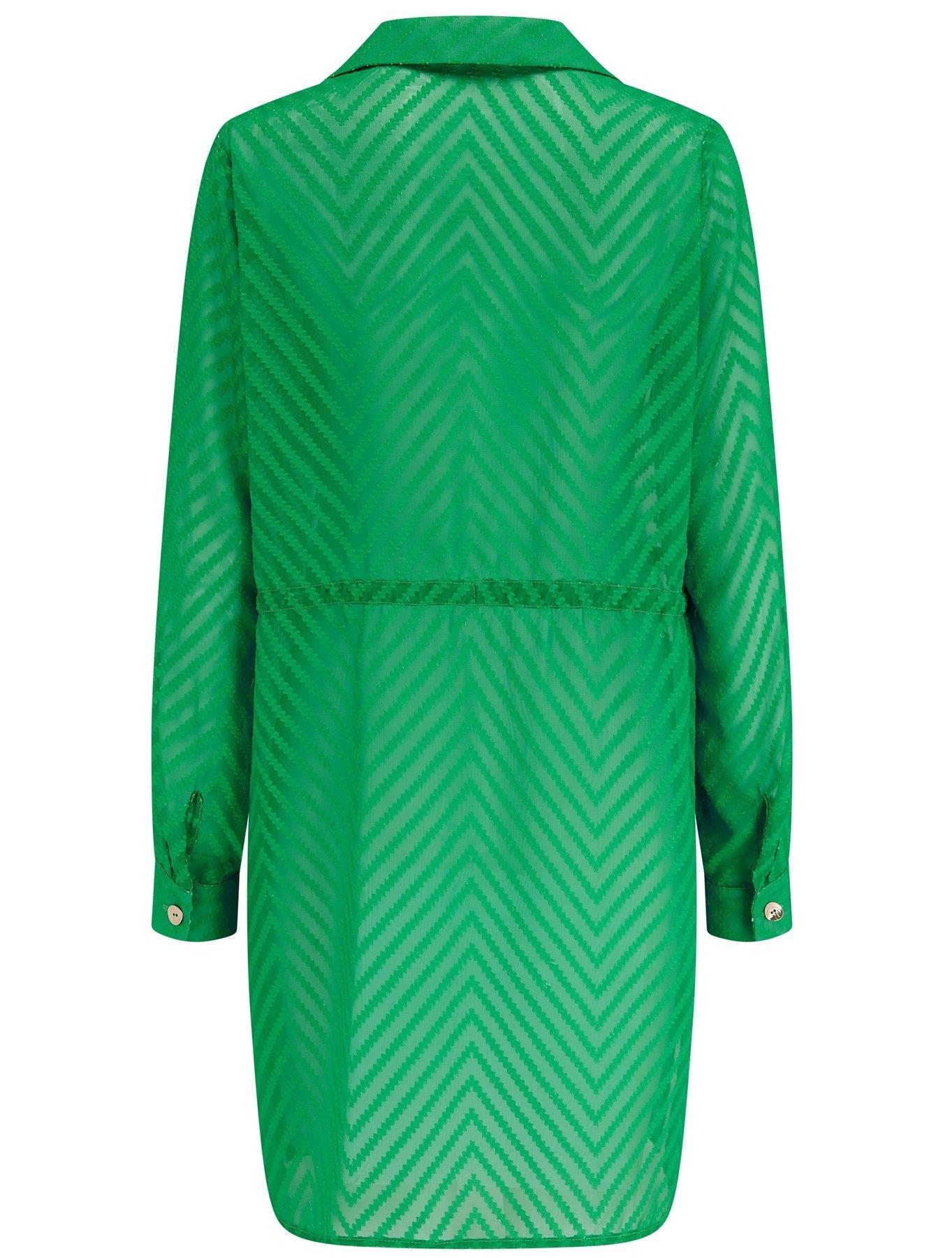 Image 4 of 4 of Pour Moi Chevron Stripe Button Through Beach Shirt