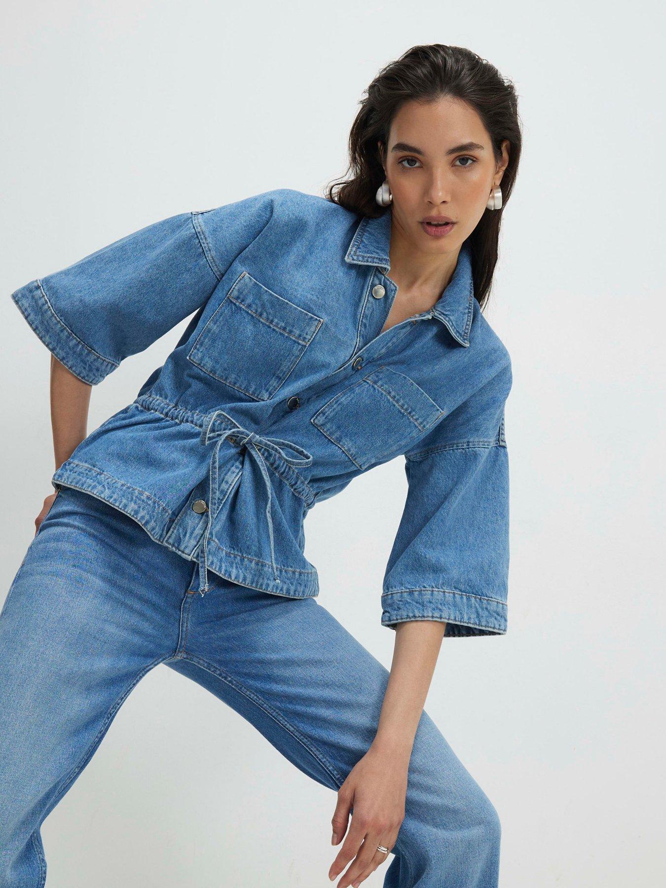  image of river-island-denim-tie-front-top