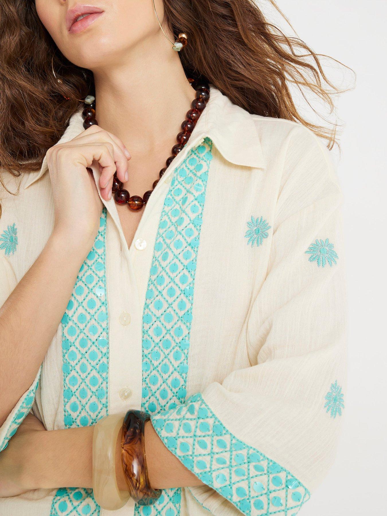  image of river-island-sequin-embellished-shirt