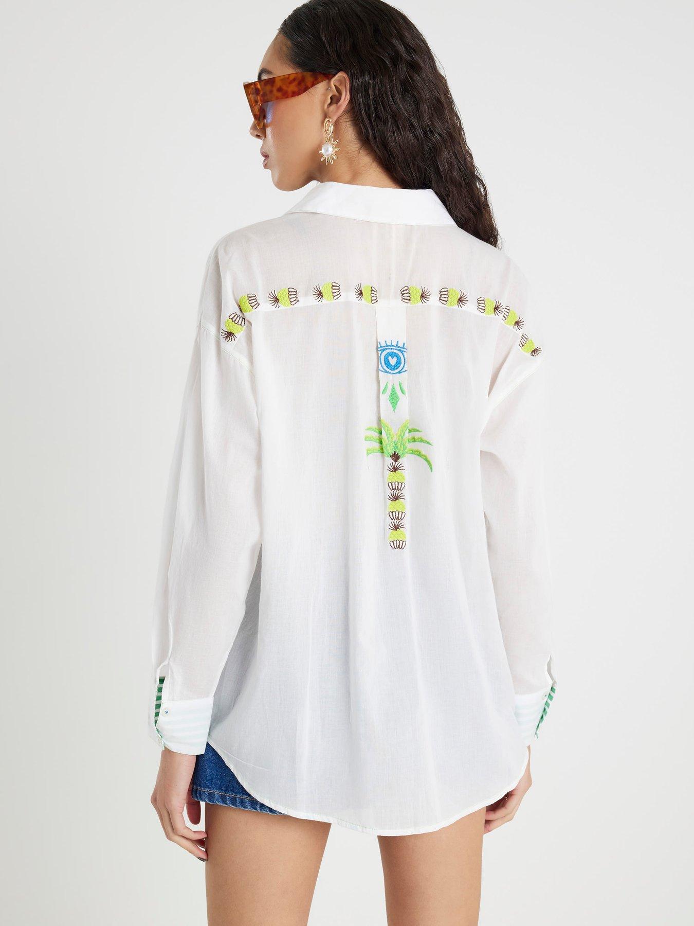 Image 2 of 4 of River Island Palm Tree Embroidered Shirt