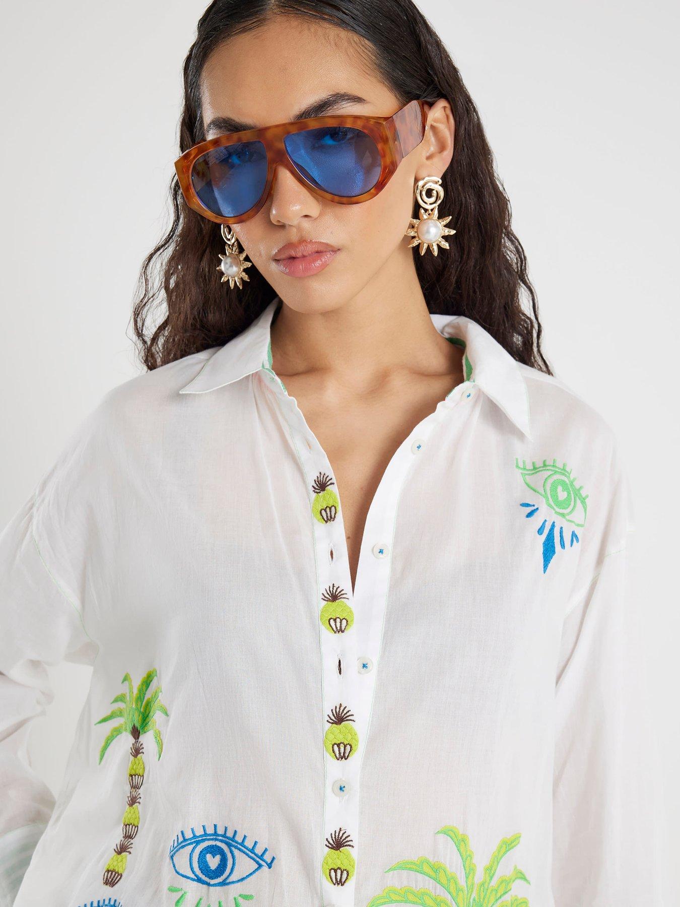 Image 4 of 4 of River Island Palm Tree Embroidered Shirt