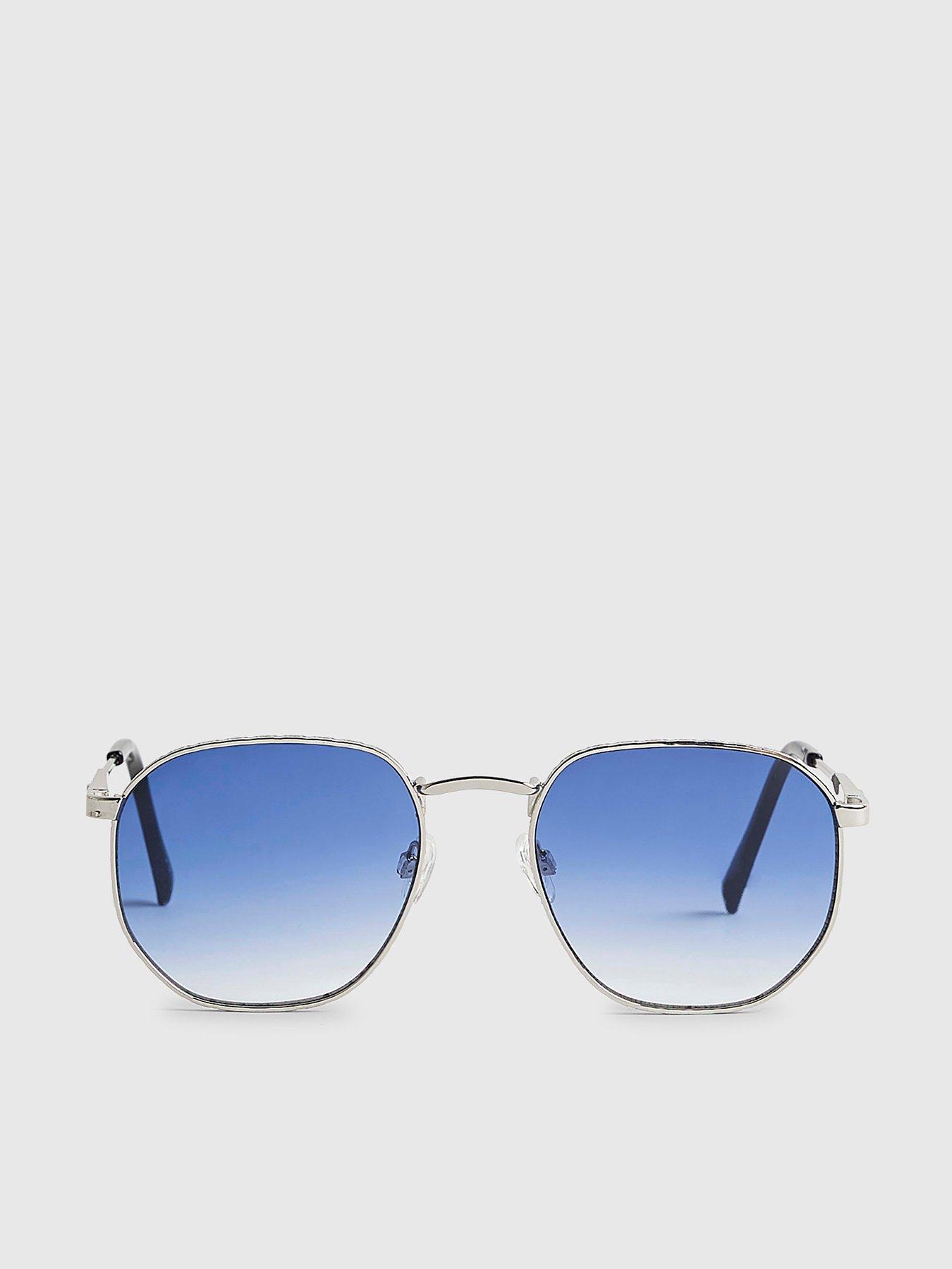 front image of river-island-monogram-hexagon-sunglasses