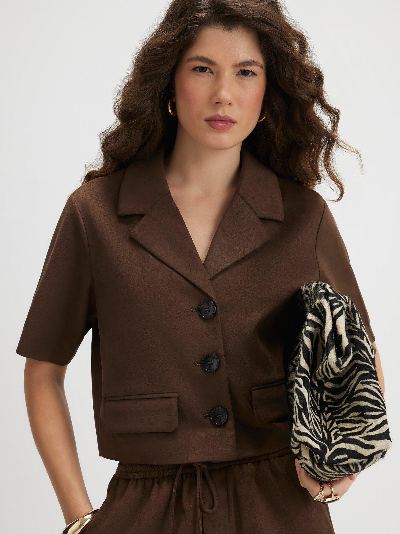 River Island Faux Suede Short Sleeve Shirt