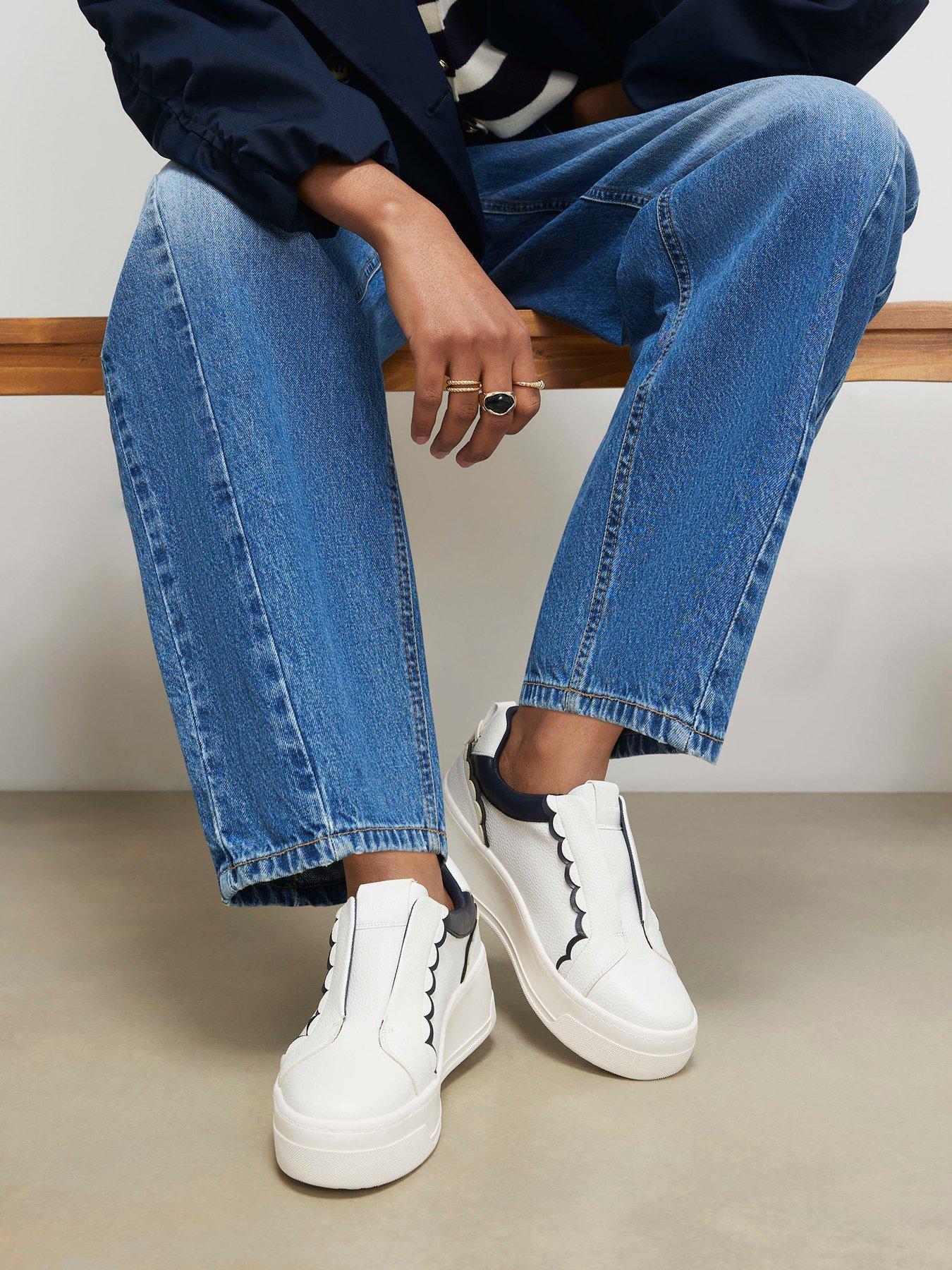 River Island Scallop Trim Slip On Trainers