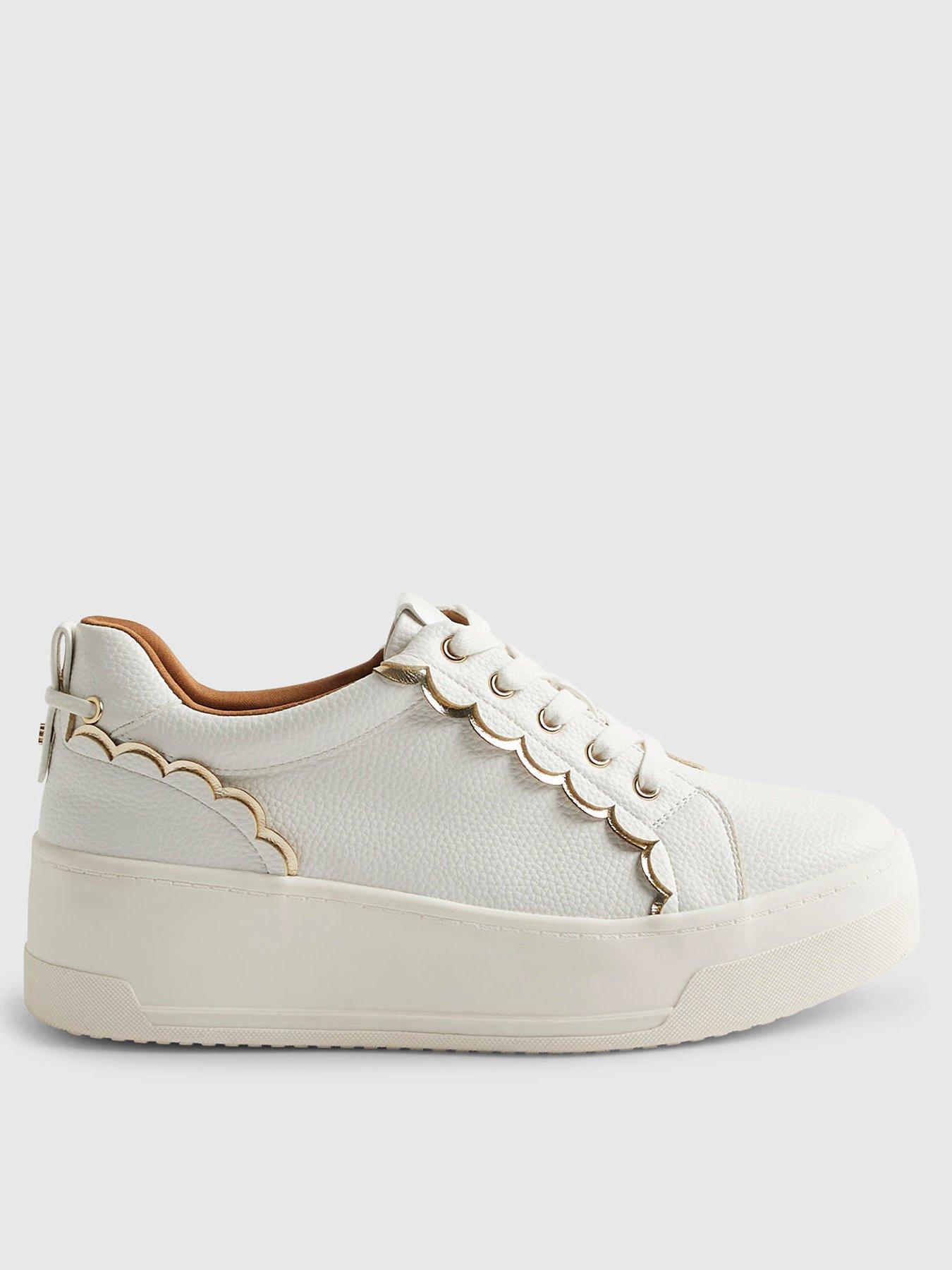 River Island Scallop Trim Lace Up Trainers