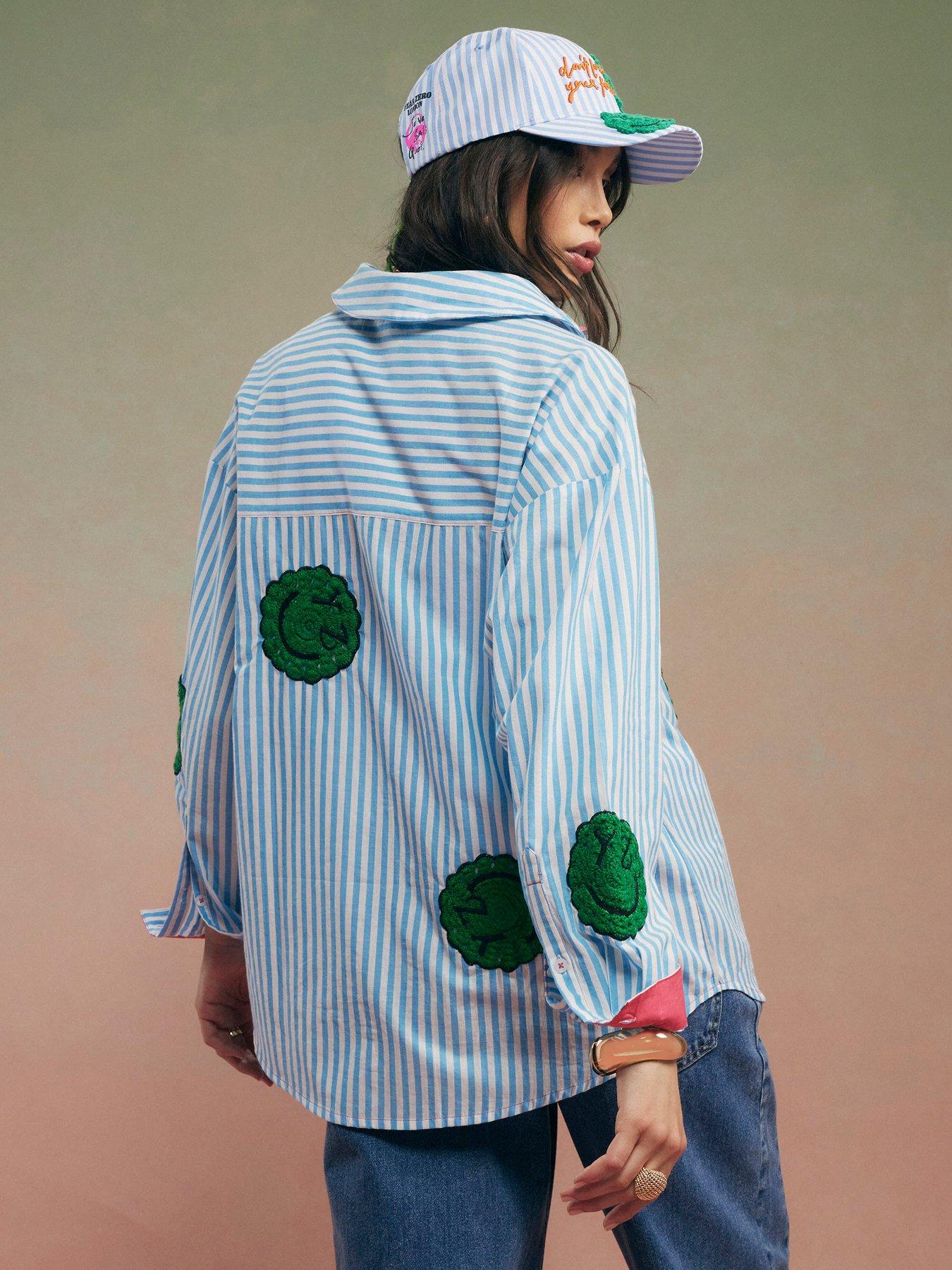  image of river-island-year-zero-stripe-smiley-face-shirt