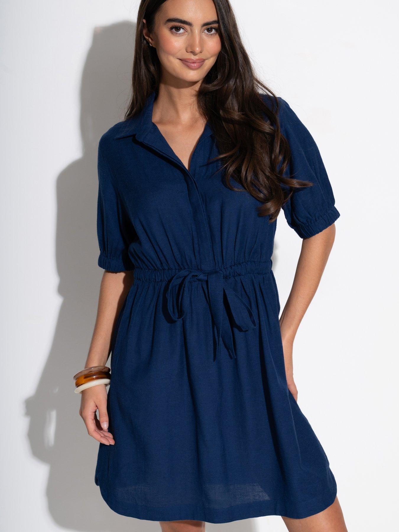 pour-moi-blair-half-placket-channel-waist-shirt-dress