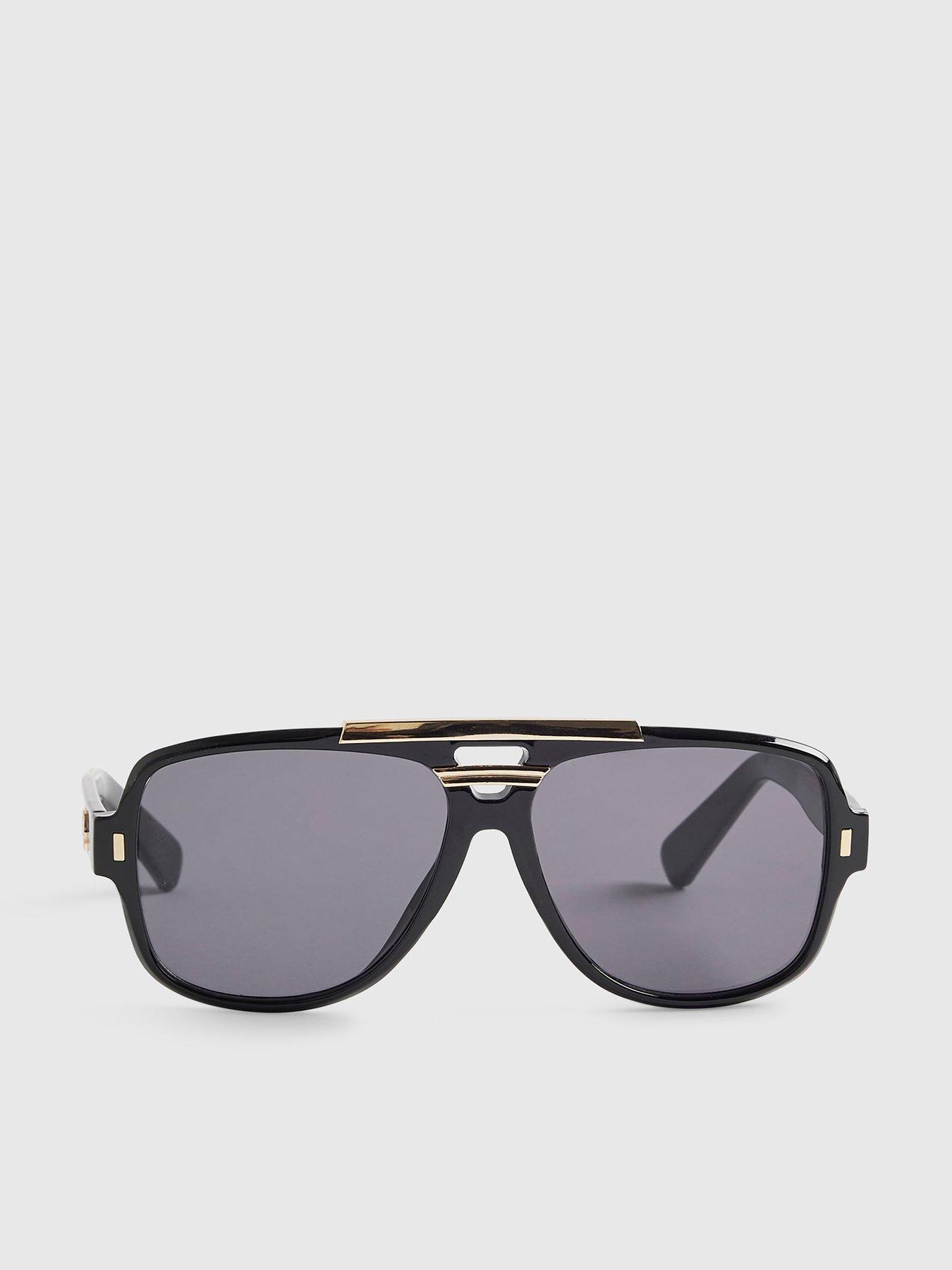 Image 1 of 3 of River Island Gold Detail Aviator Sunglasses