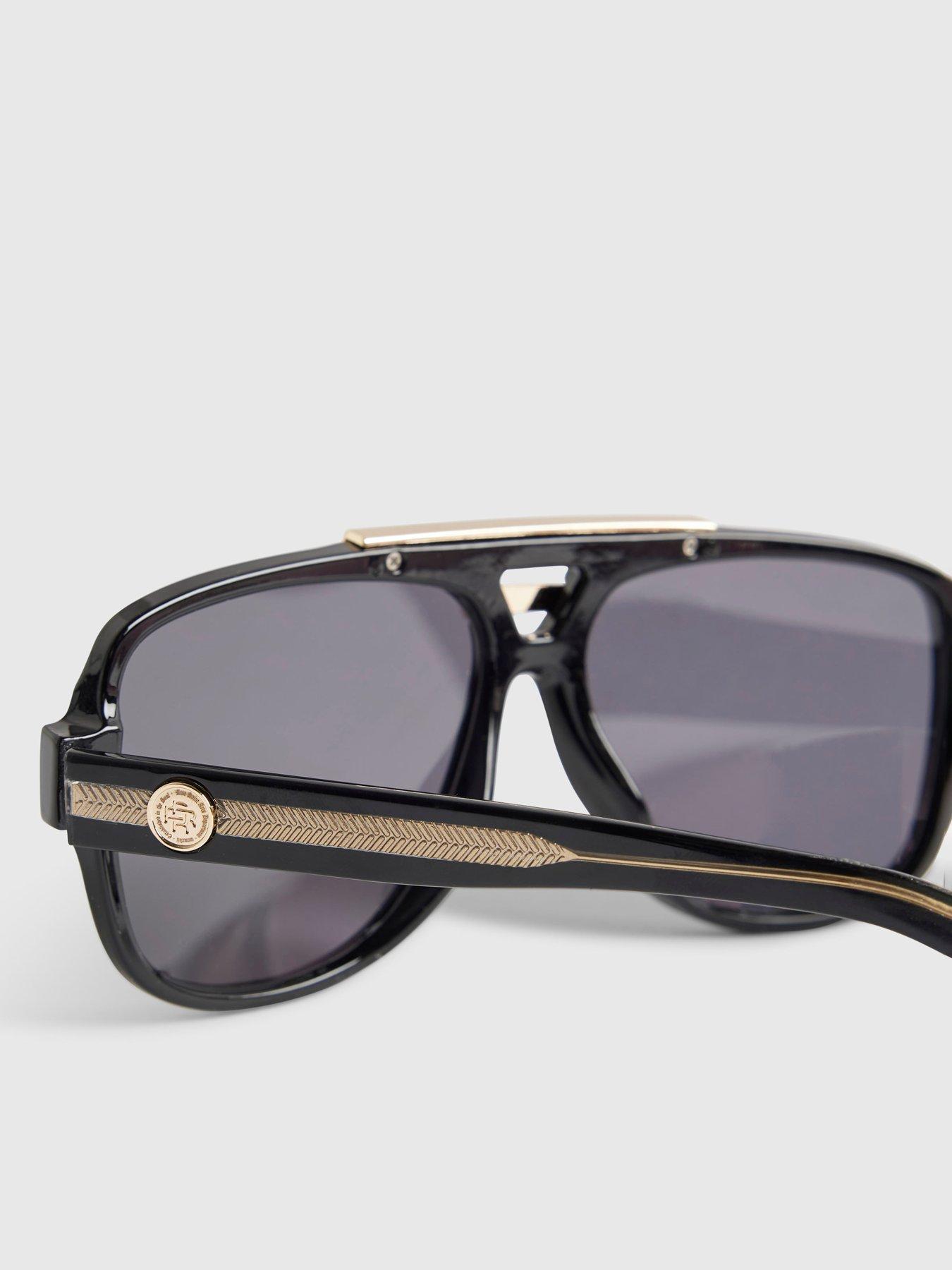 Image 2 of 3 of River Island Gold Detail Aviator Sunglasses