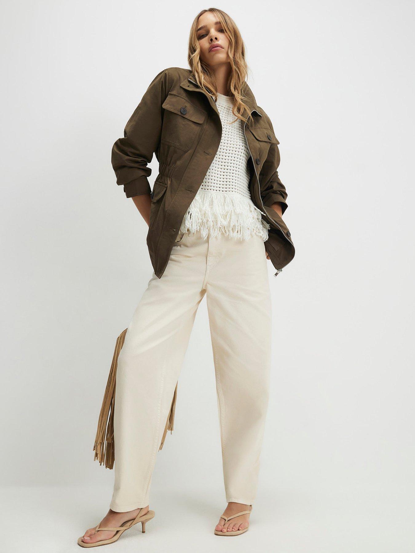 front image of river-island-utility-funnel-jacket-khaki